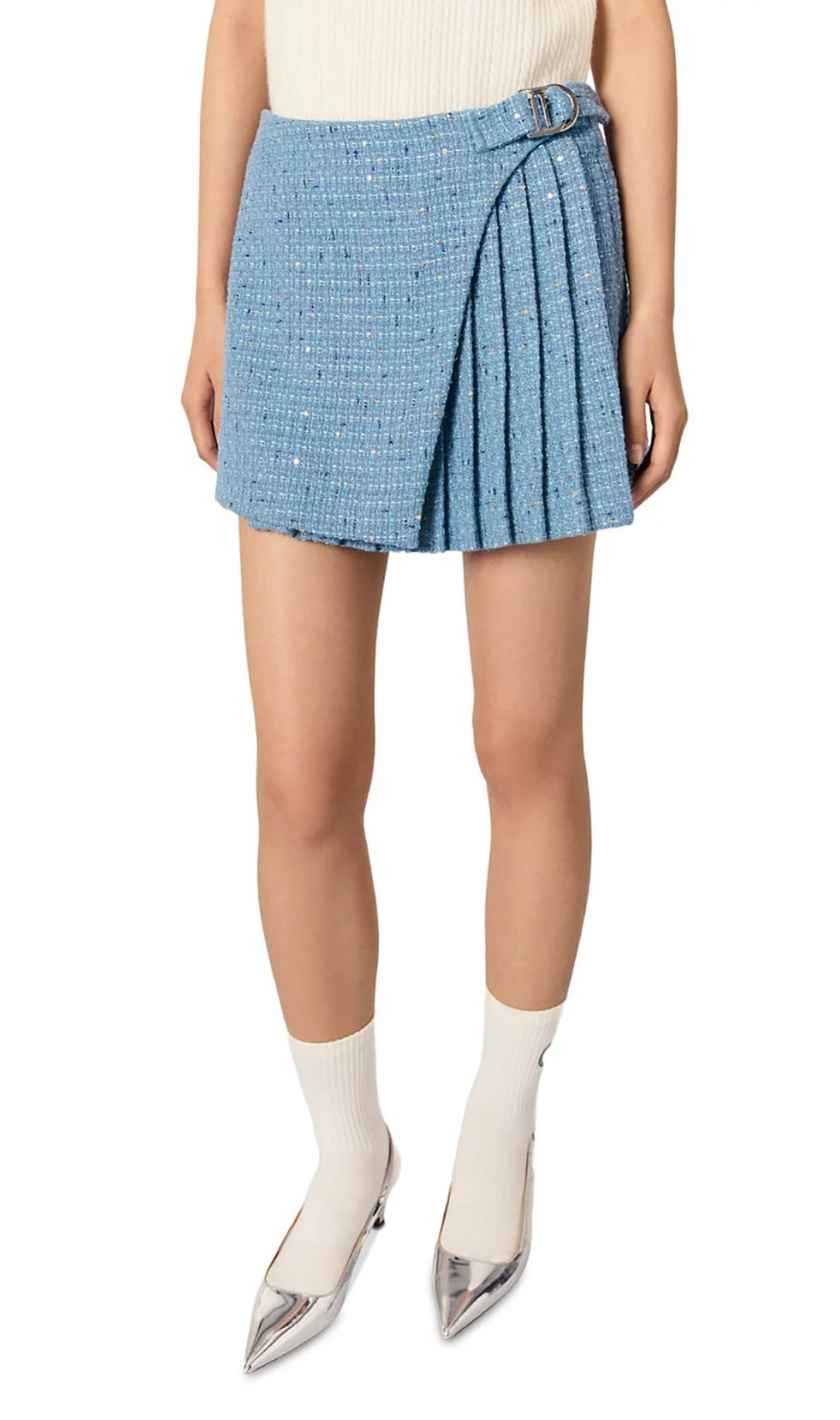 Pleated Tweed Skort