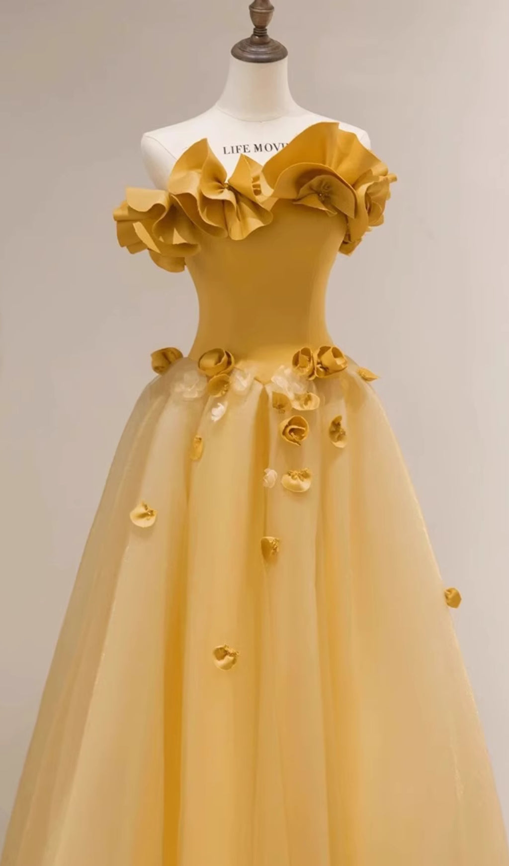 Dalia Yellow Flower Embellished Maxi Dress