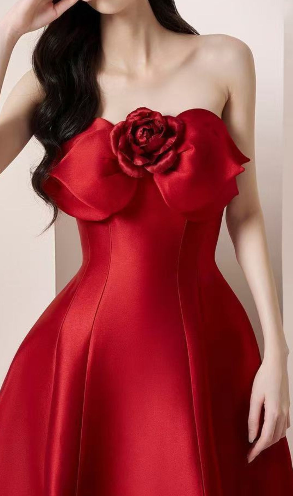 Chameli Strapless Flower Midi Dress