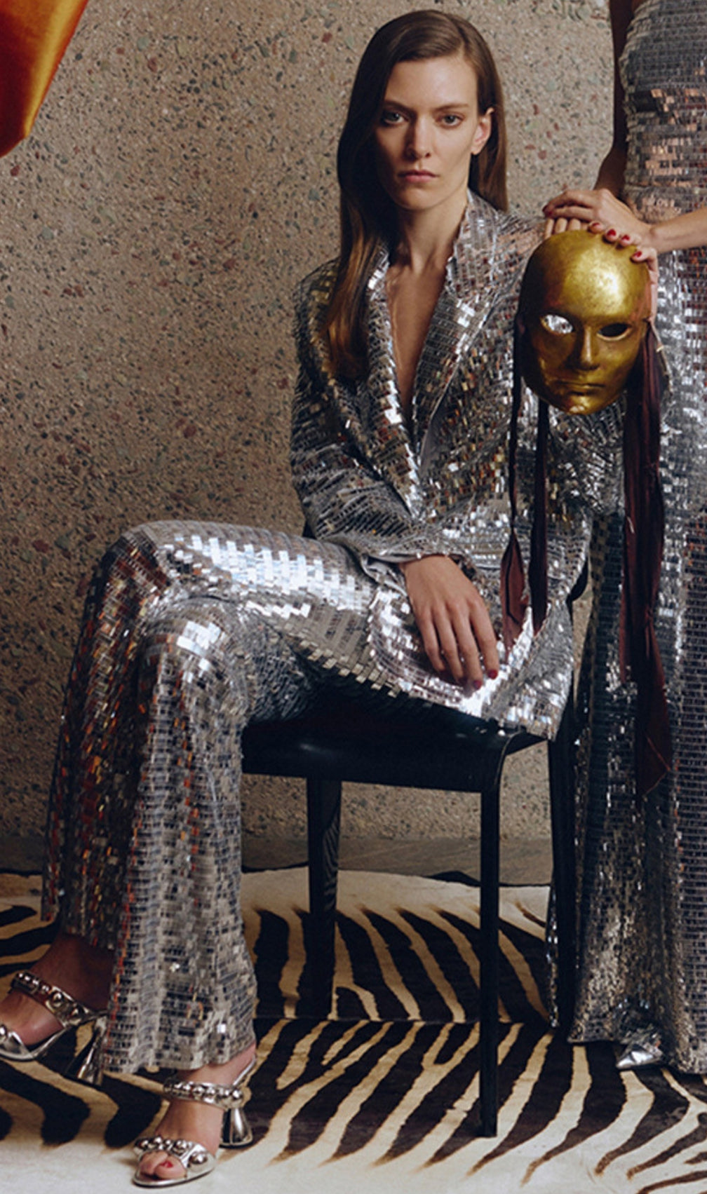Divna Silver Sequin Blazer & Pants Set