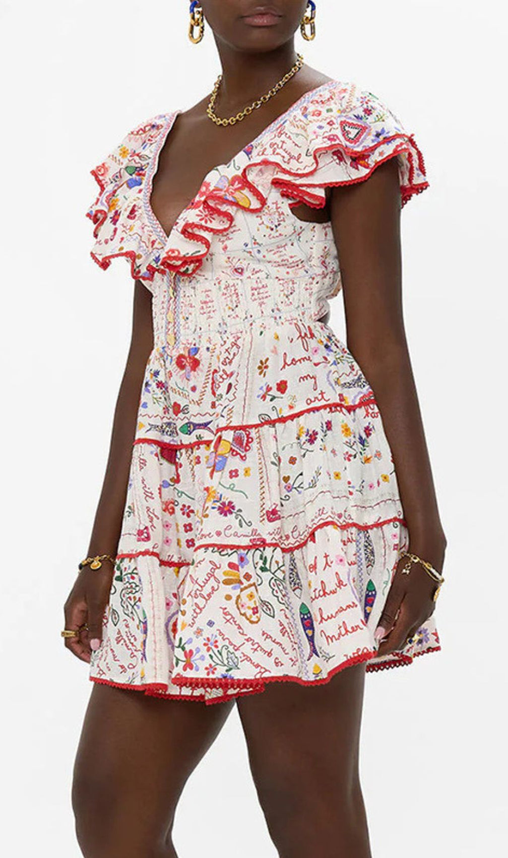 Gelsey Printed V-Neck Mini Dress