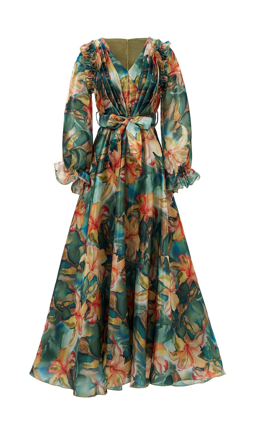 Fenicia Green Floral Printed Maxi Dress