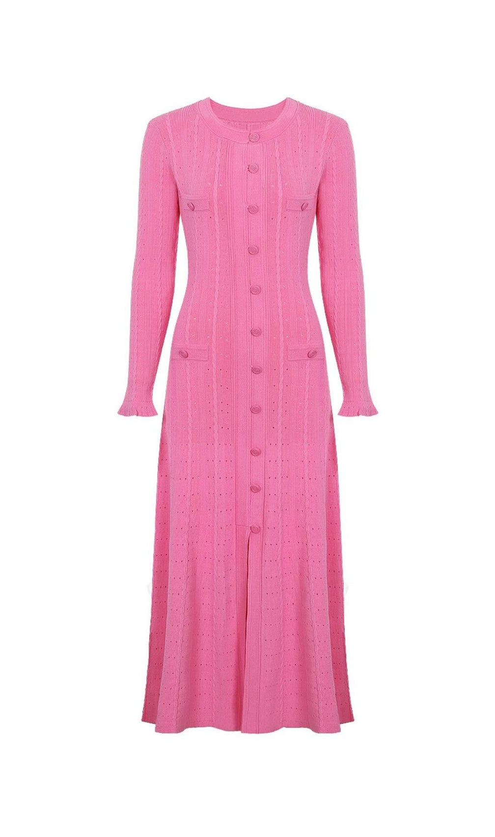 Kilenya Pink Knit Long Sleeve Midi Dress
