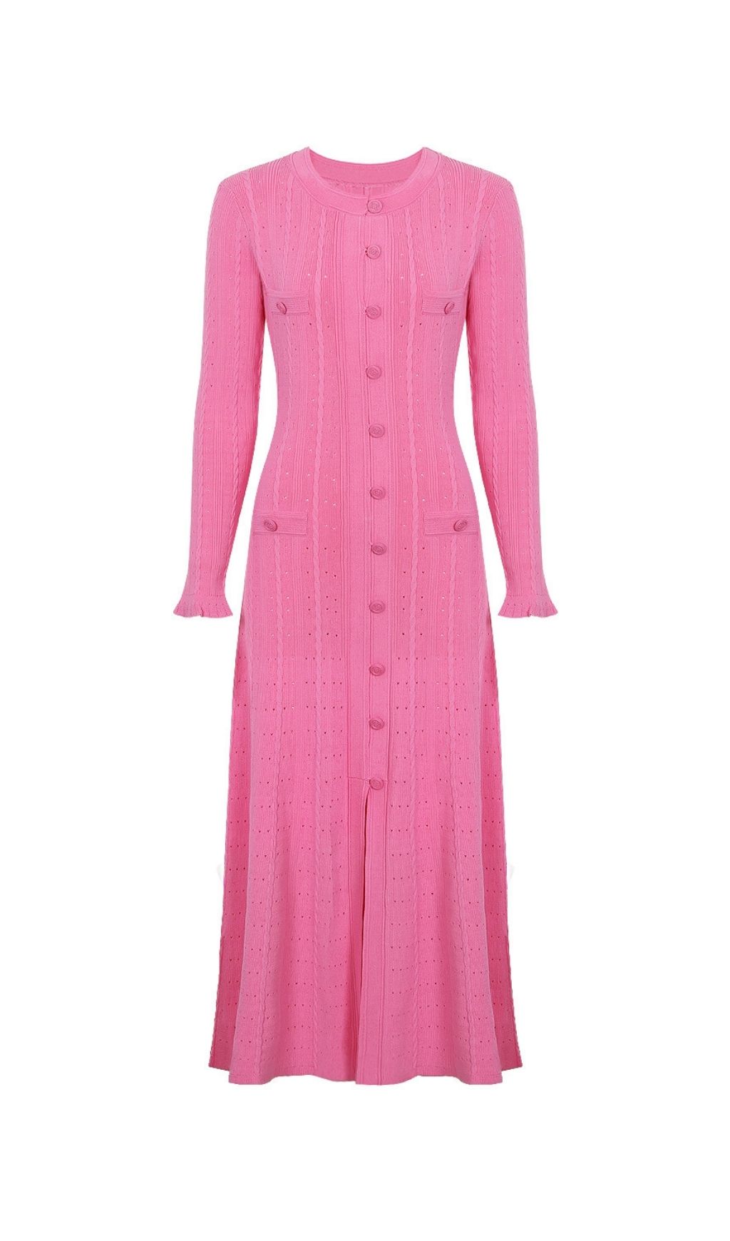 Kilenya Pink Knit Long Sleeve Midi Dress