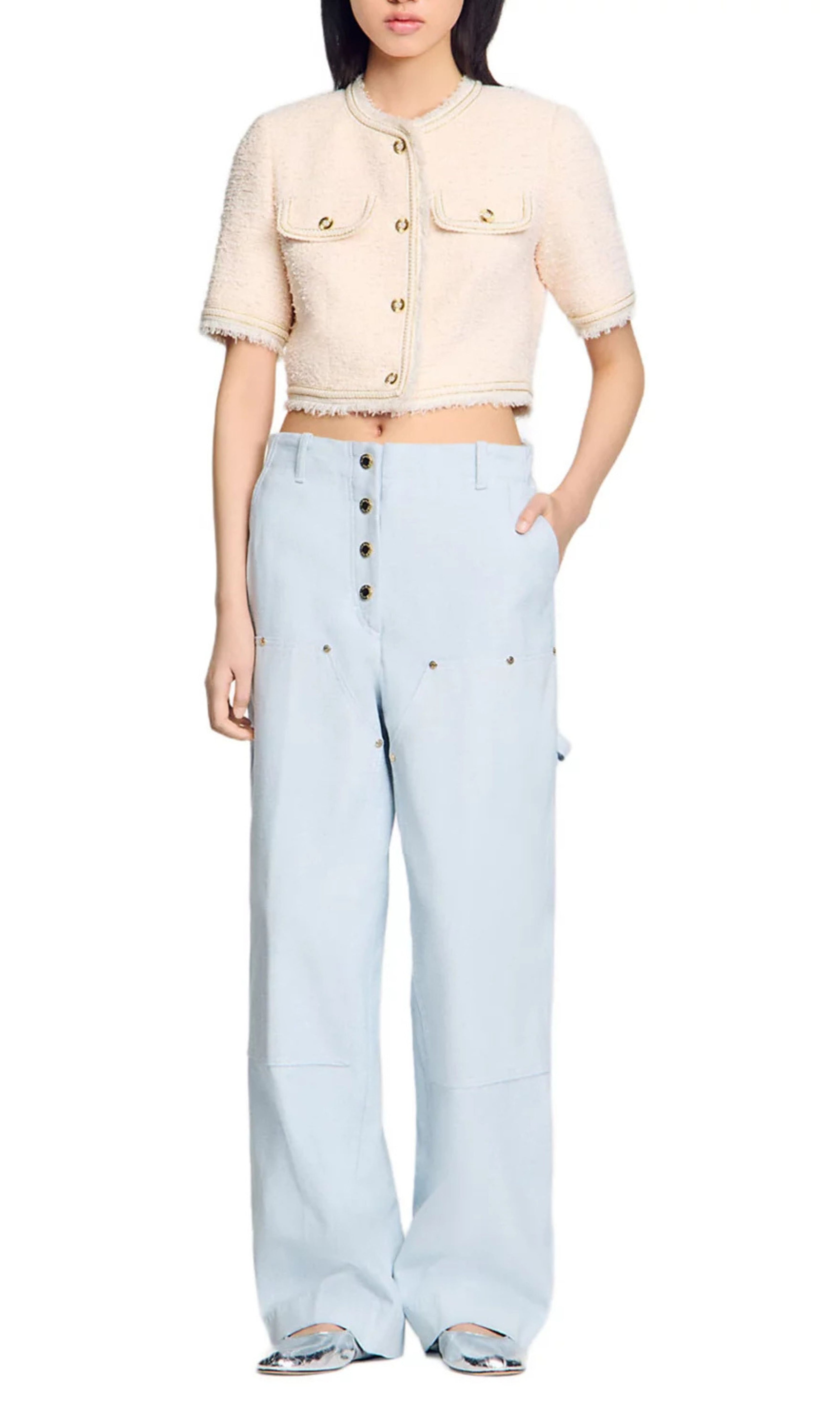 Short Sleeve Tweed Jacket