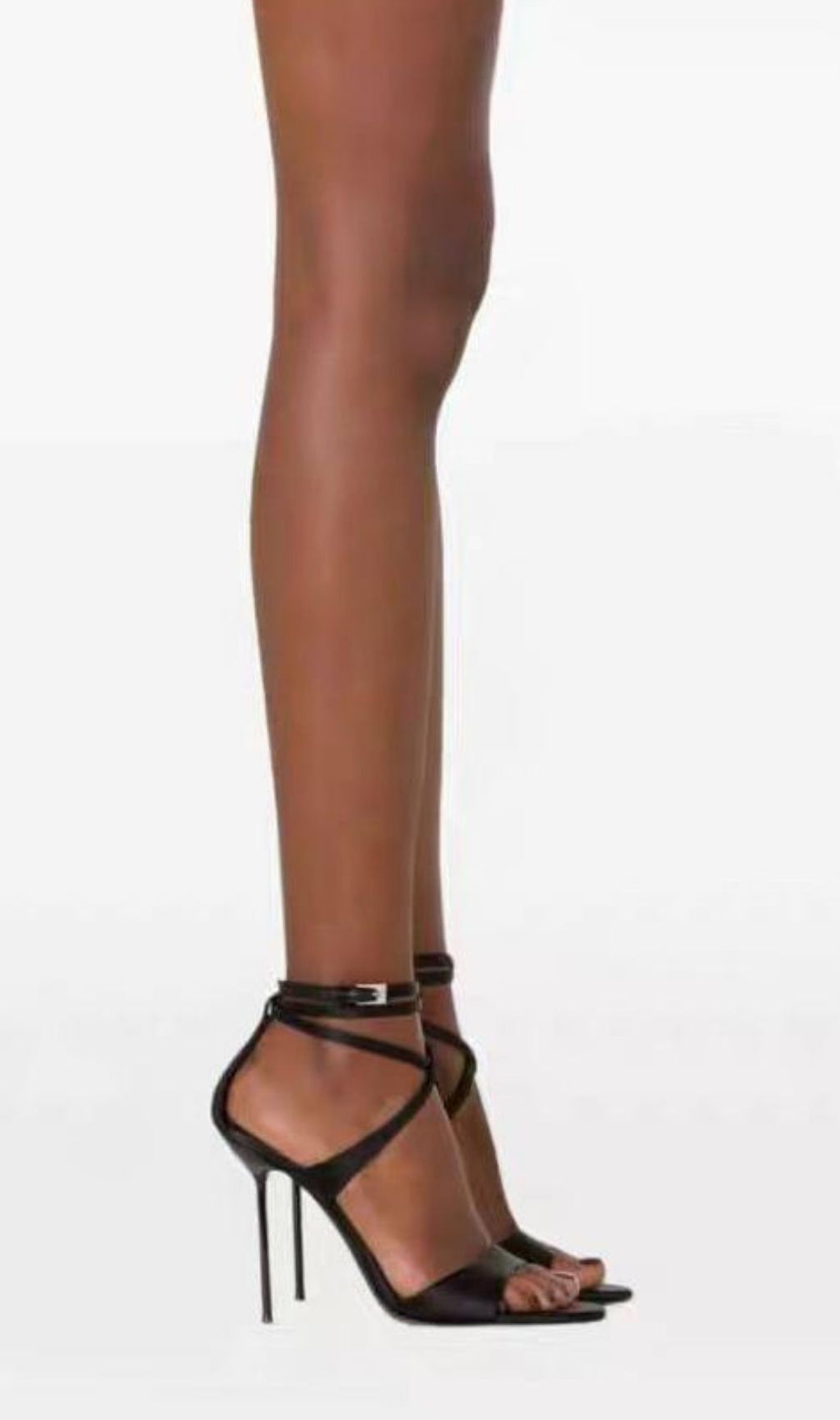 Katana Black Ankle Strap Stiletto Heels - Architectural Elegance & Power