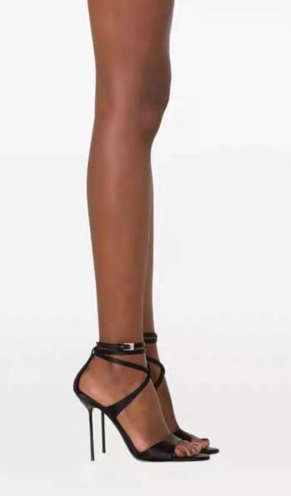 Katana Black Ankle Strap Stiletto Heels - Architectural Elegance & Power