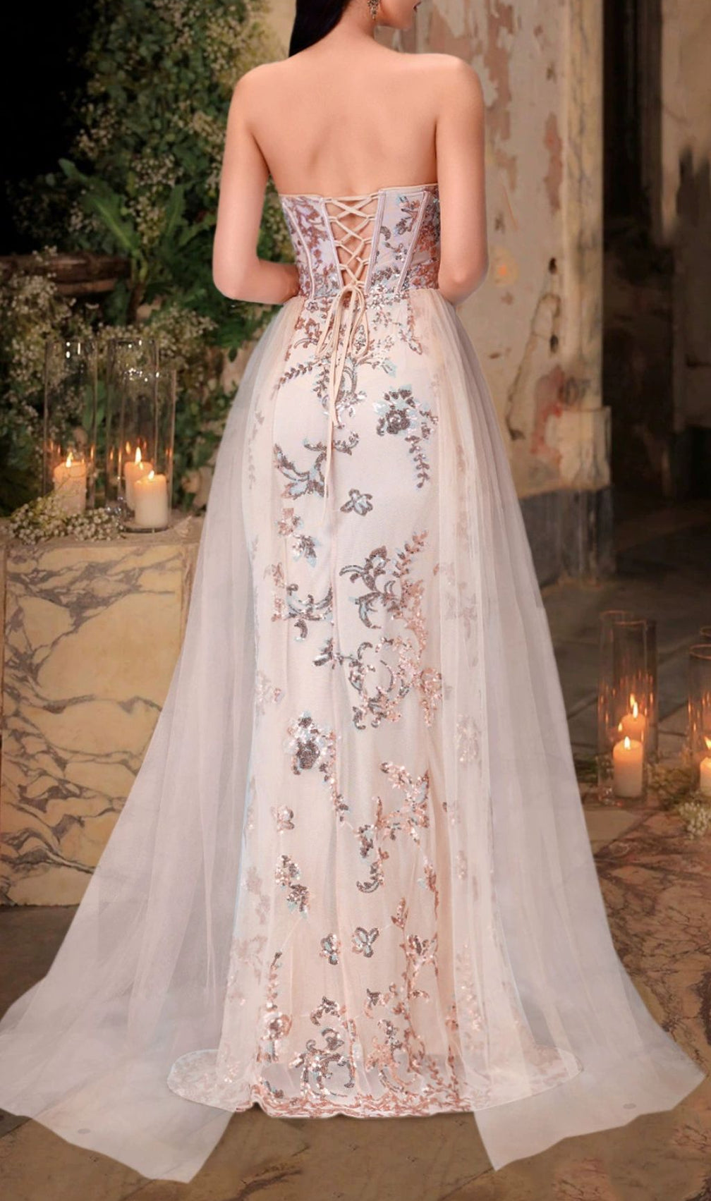 Kaily Strapless Sequin Corset Maxi Dress | Red Carpet & Gala Gown