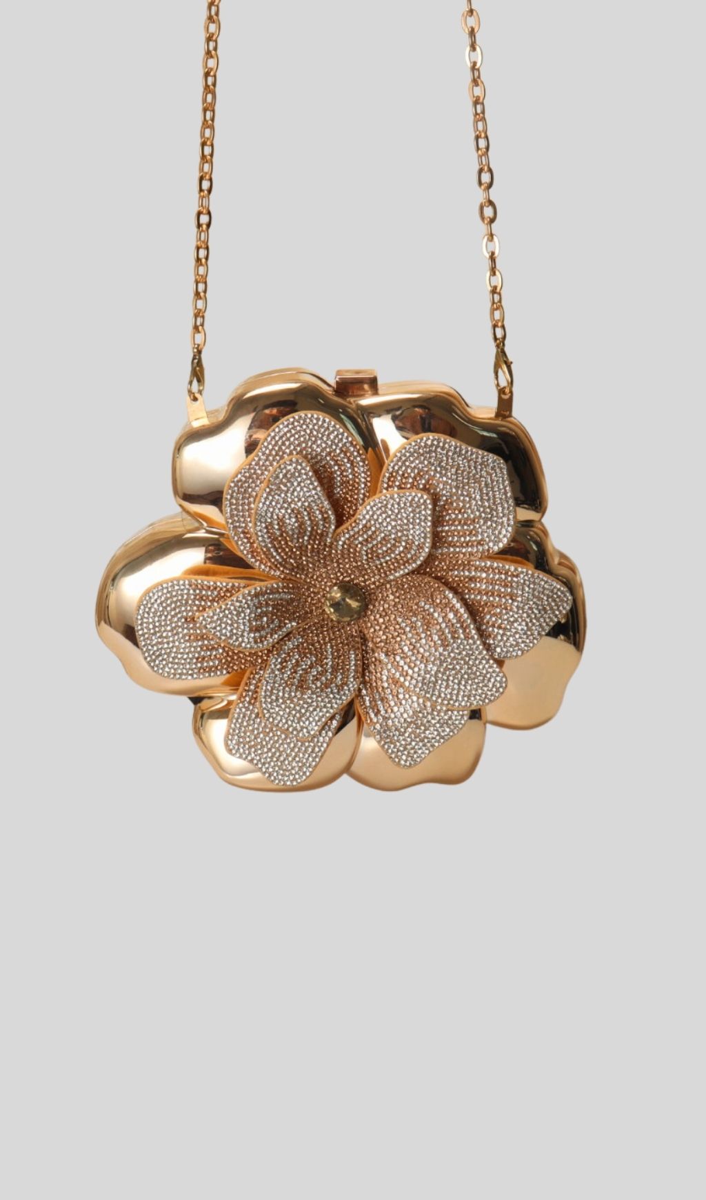 Khoi Gold Blossom Crystal Evening Clutch Bag