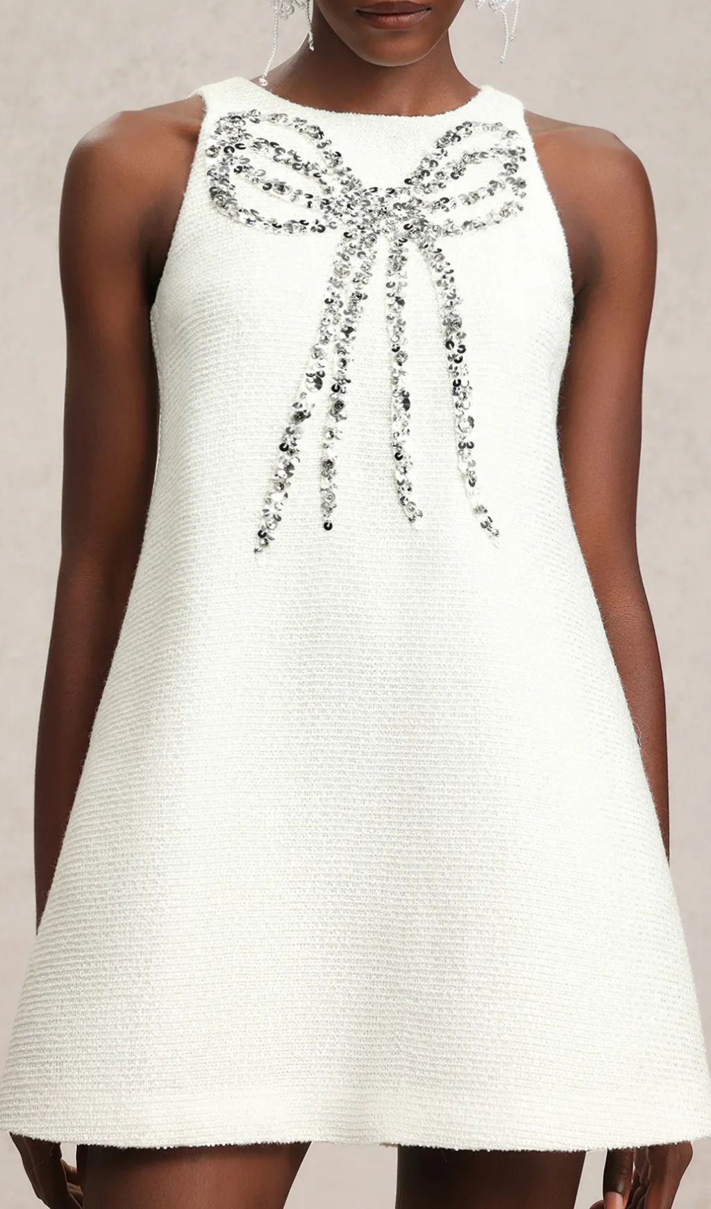 Fannie White Bowknot Mini Dress