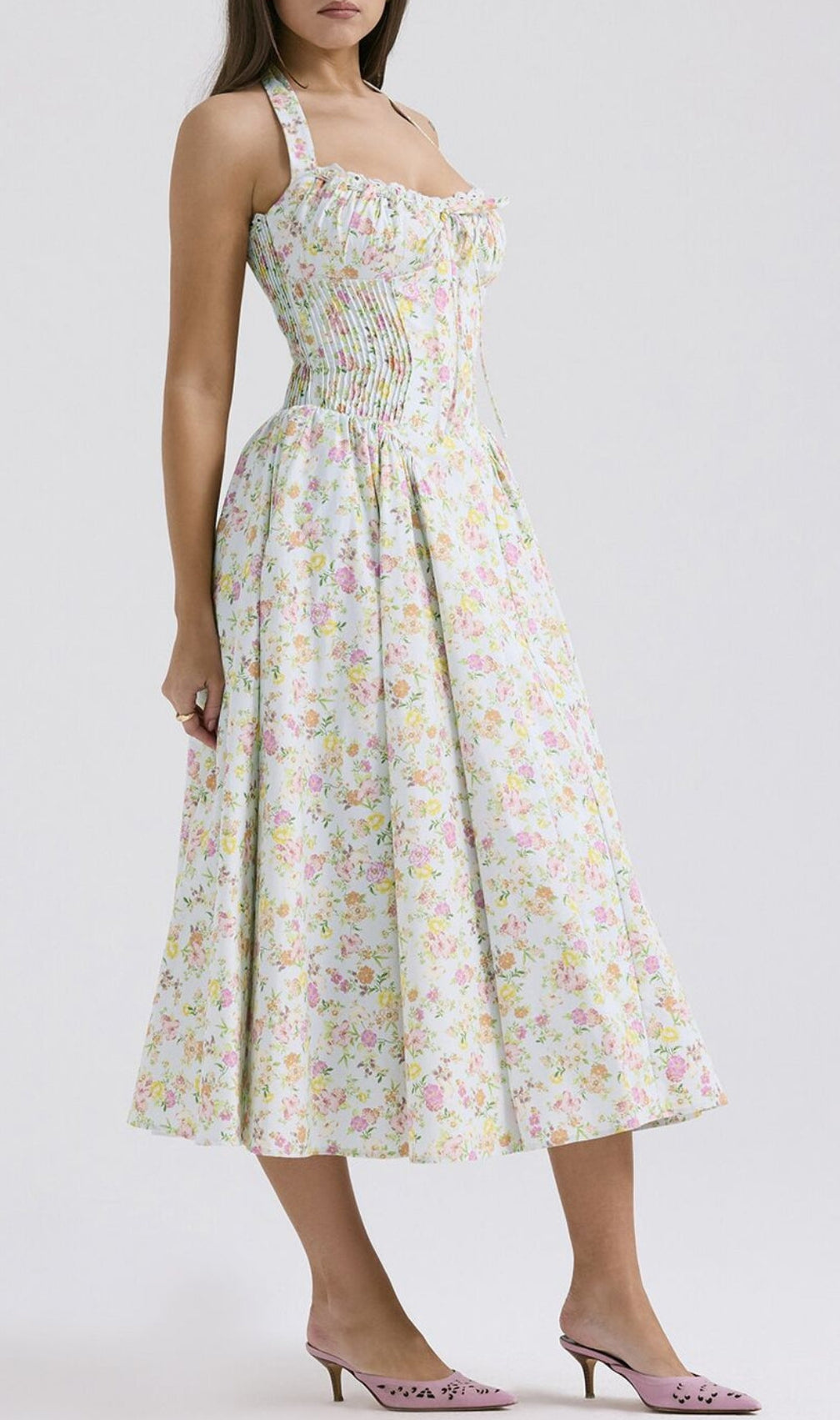 Allegro Green Floral Midi Dress