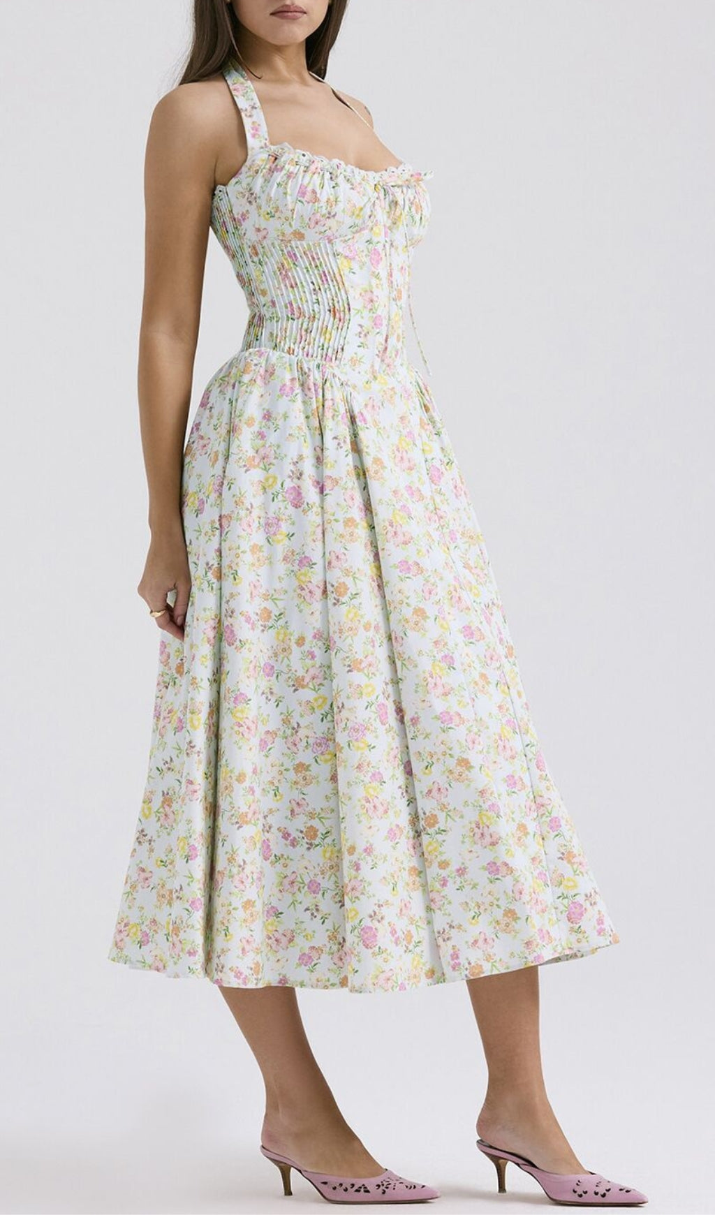 Allegro Green Floral Midi Dress