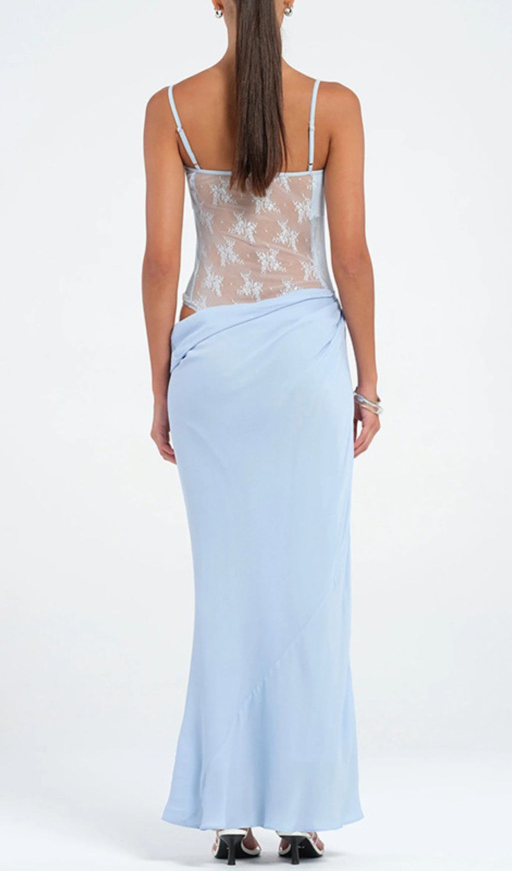 Fadil Blue Strappy Lace Maxi Dress