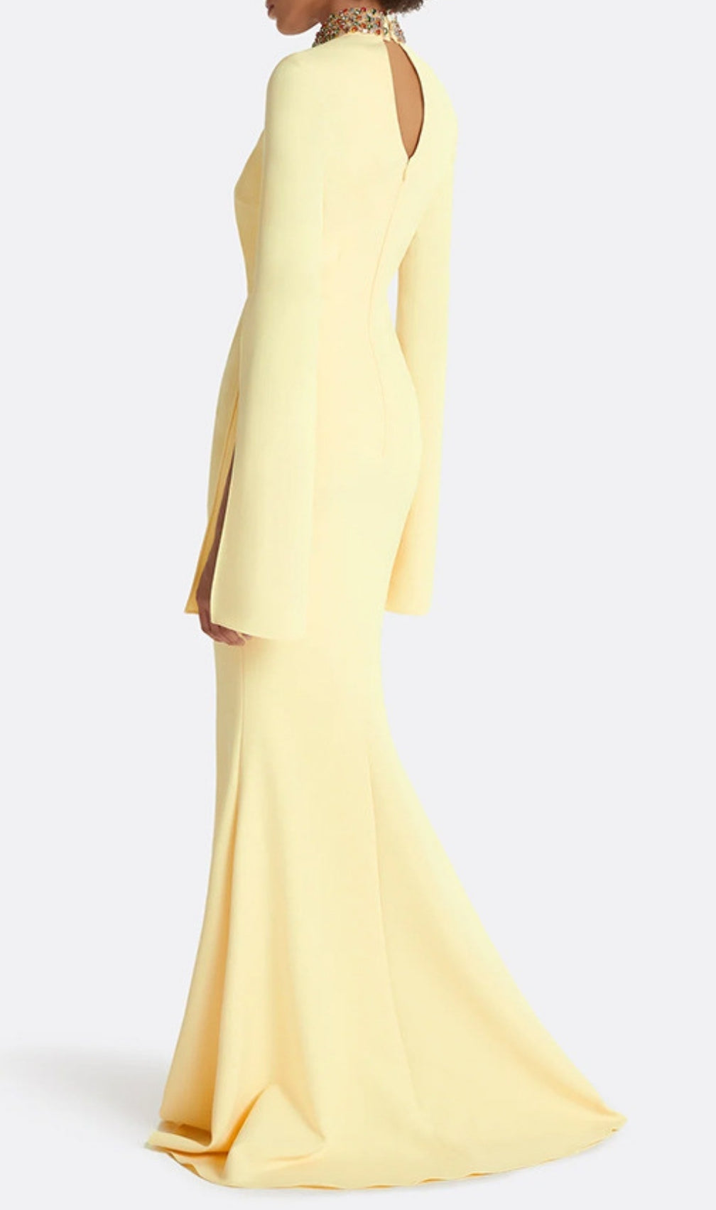 Ellema Yellow Long Sleeve Embellished Maxi Dress