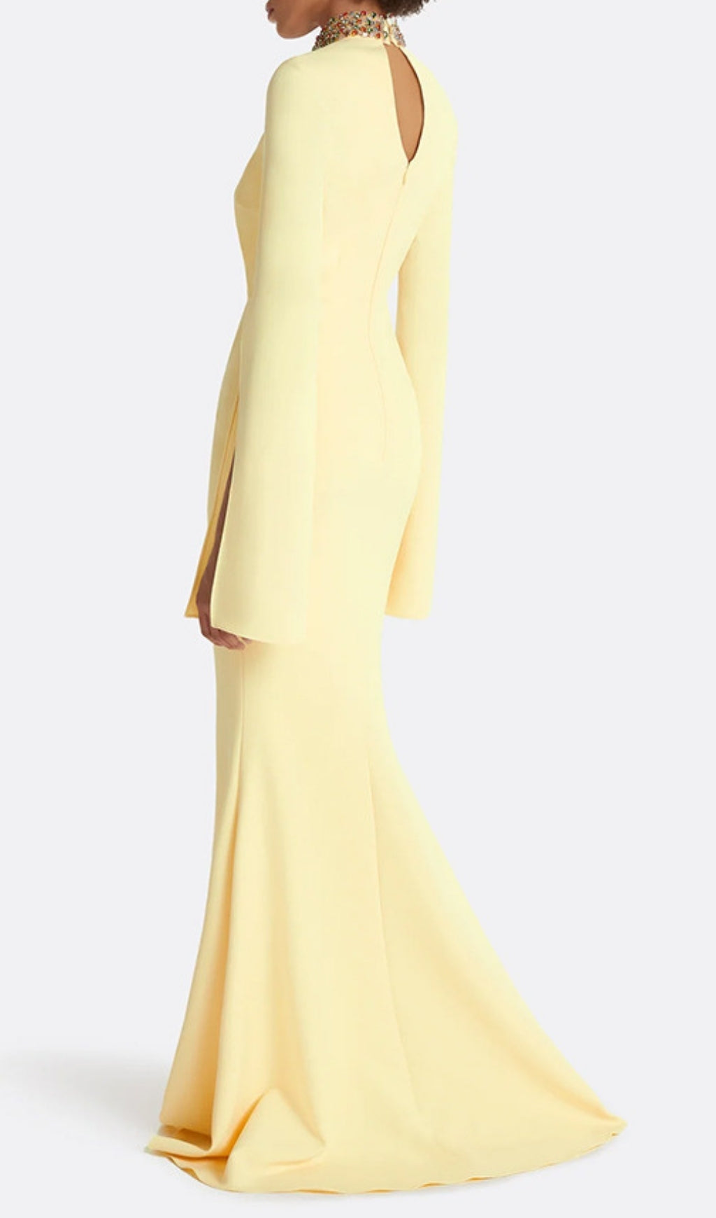Ellema Yellow Long Sleeve Embellished Maxi Dress