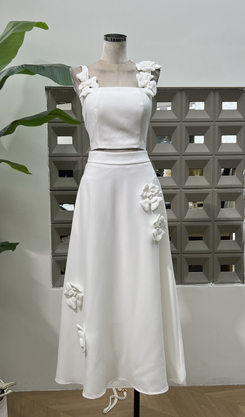 Evie Flower Embellished Skirt Set