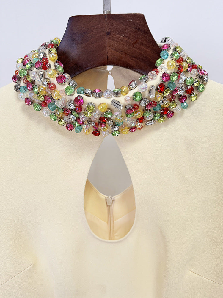 Ellema Yellow Long Sleeve Embellished Maxi Dress