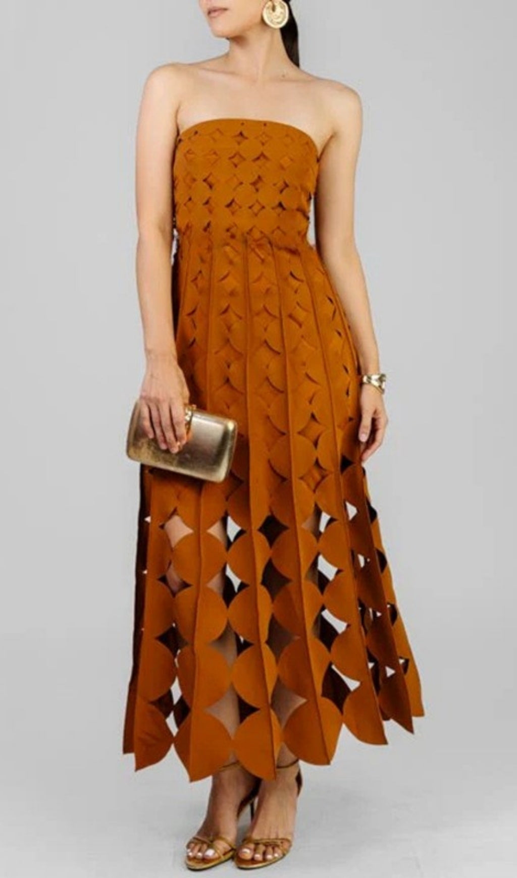 Fifi Brown Strapless Maxi Dress
