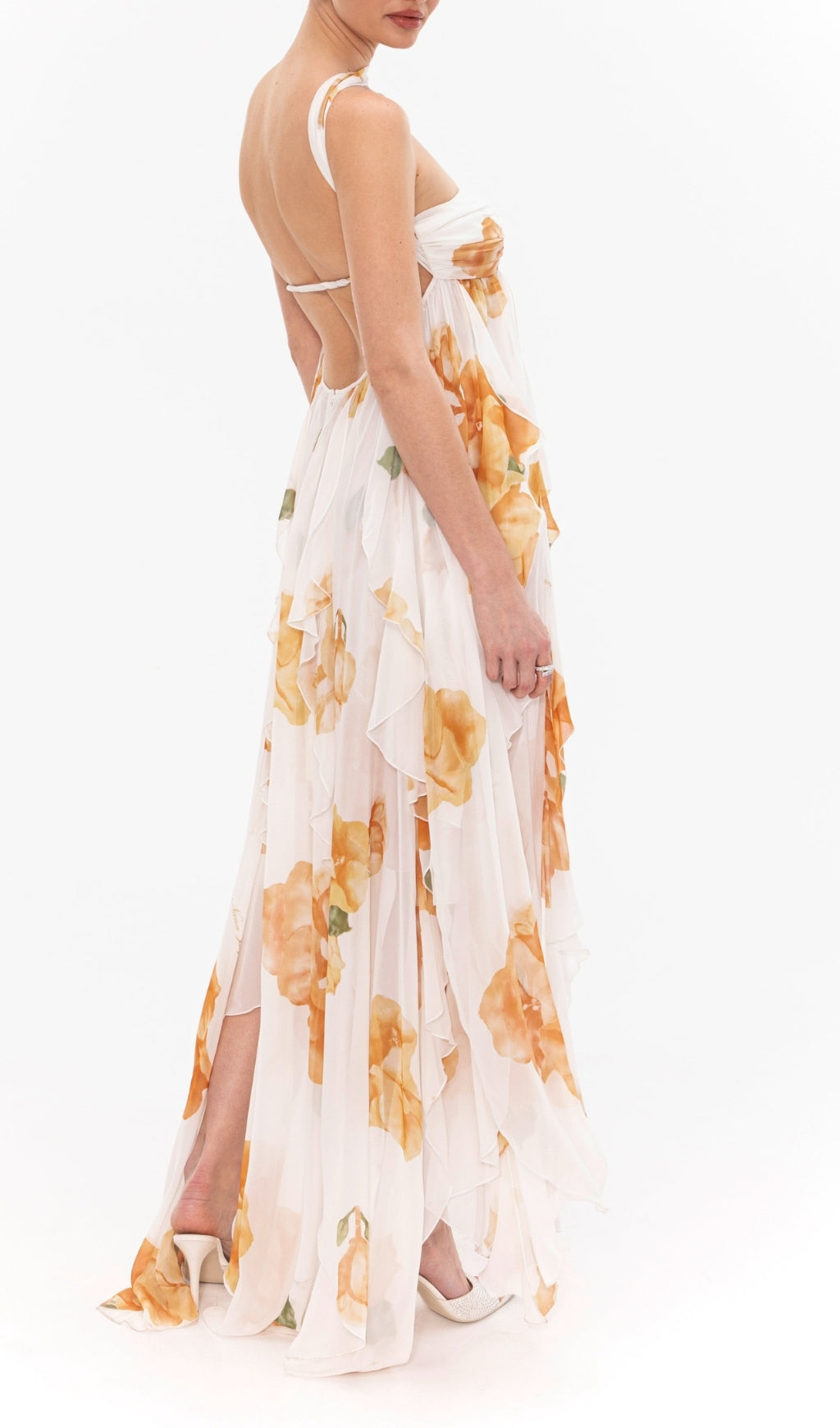 Emely Floral Printed Backless Maxi Dress