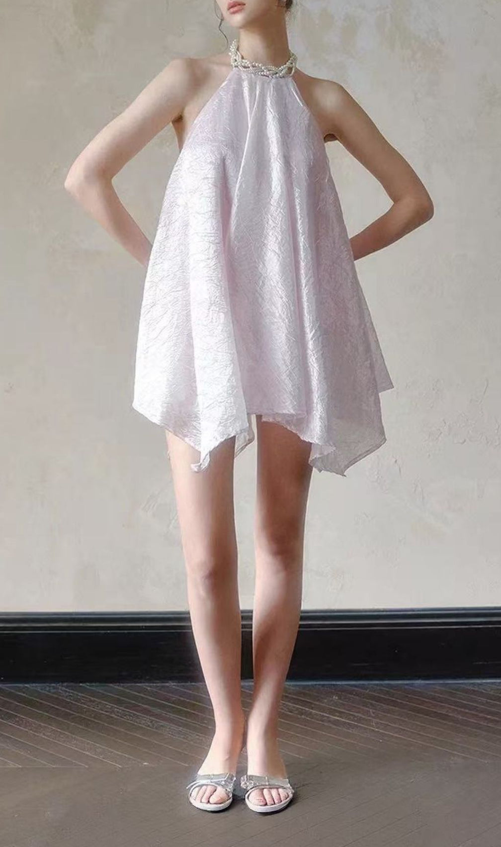 Sorex Open Back Pearl Mini Dress