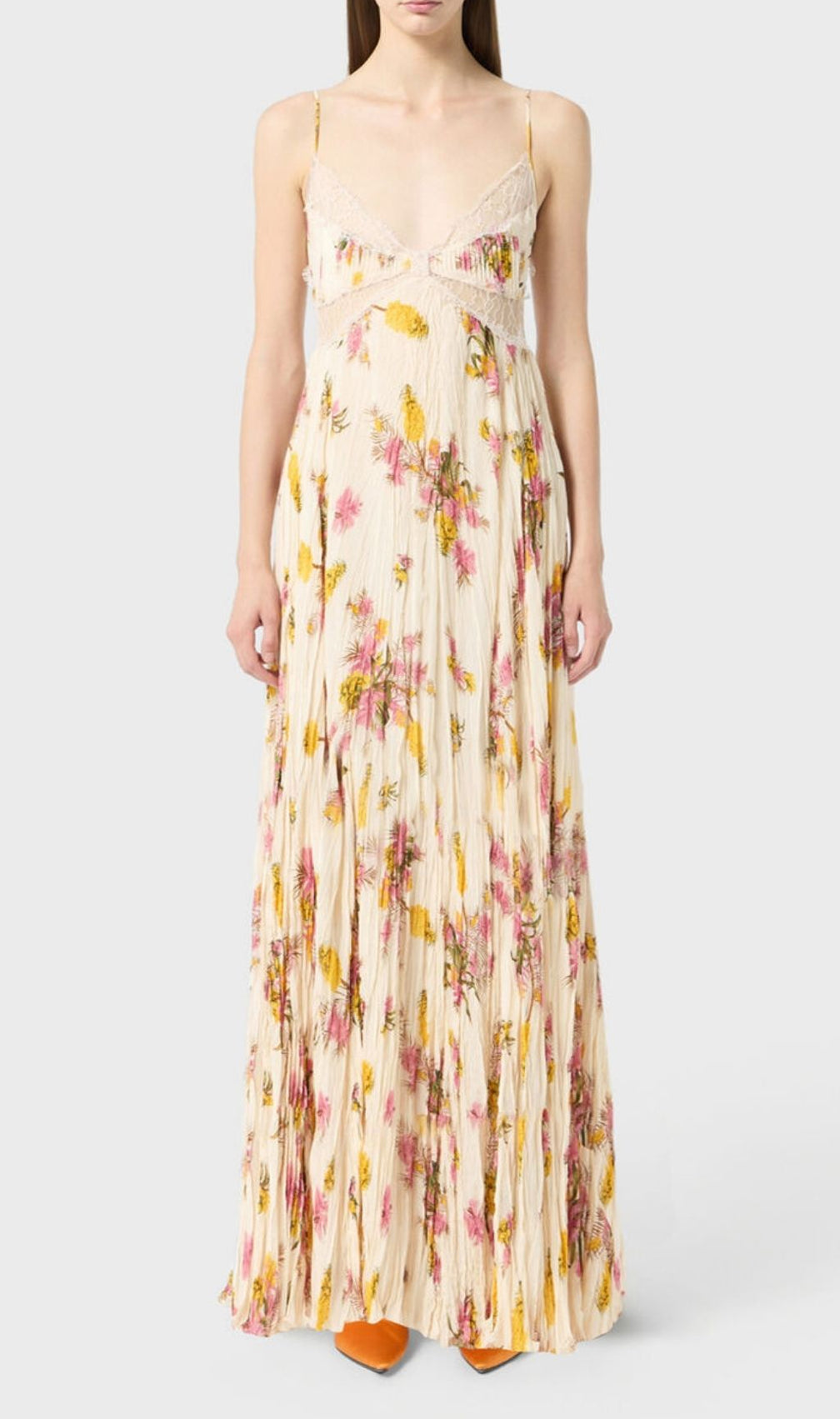 Khloe Romantic Floral & Lace Pleated Maxi Dress - Effortless Elegance