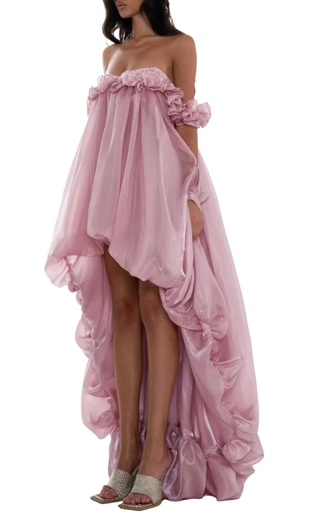 Janeeva Ethereal Ruffle Maxi Dress | Romantic High-Low Off-Shoulder Gown