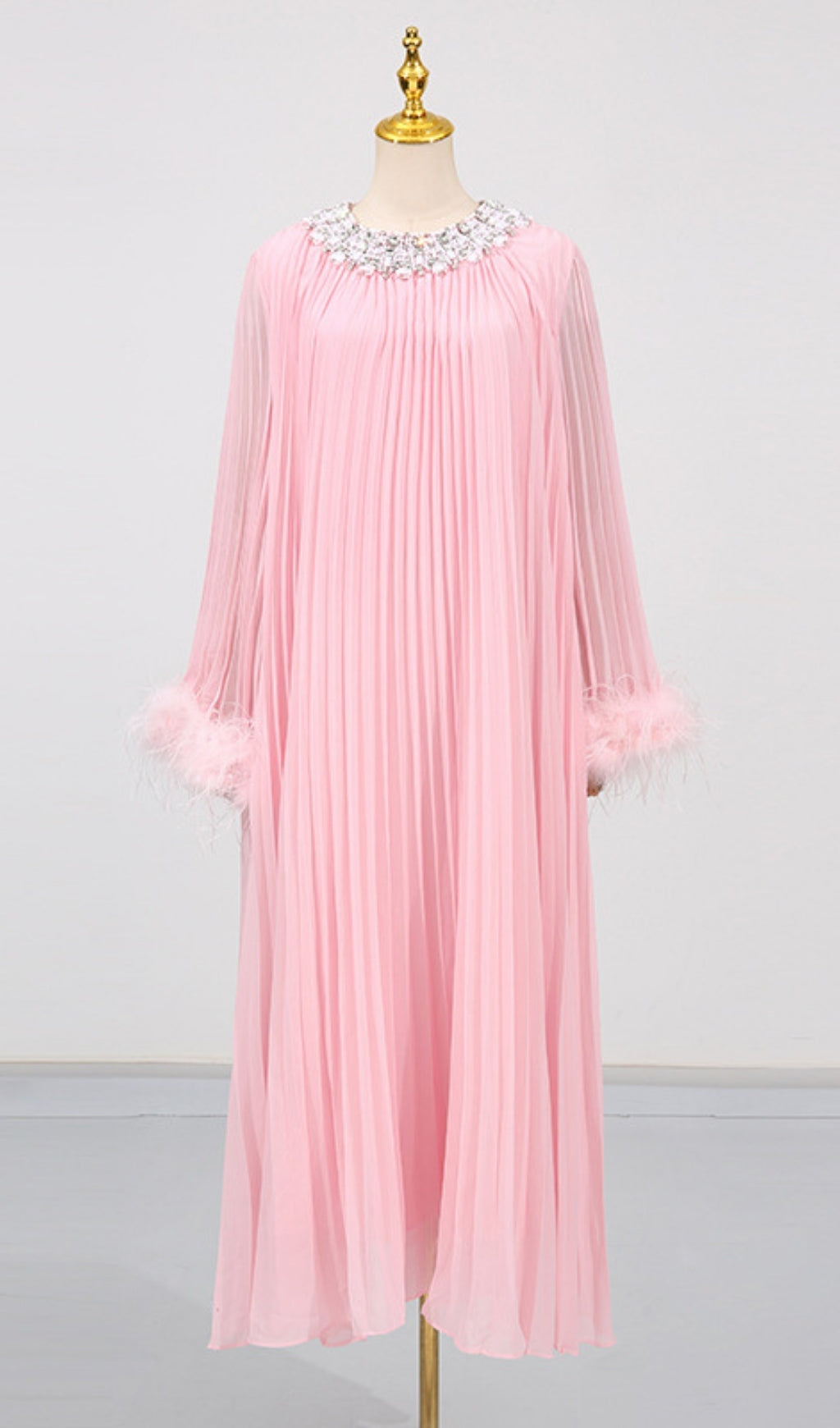 Felipe Embellished Feather Pleated Maxi Dress