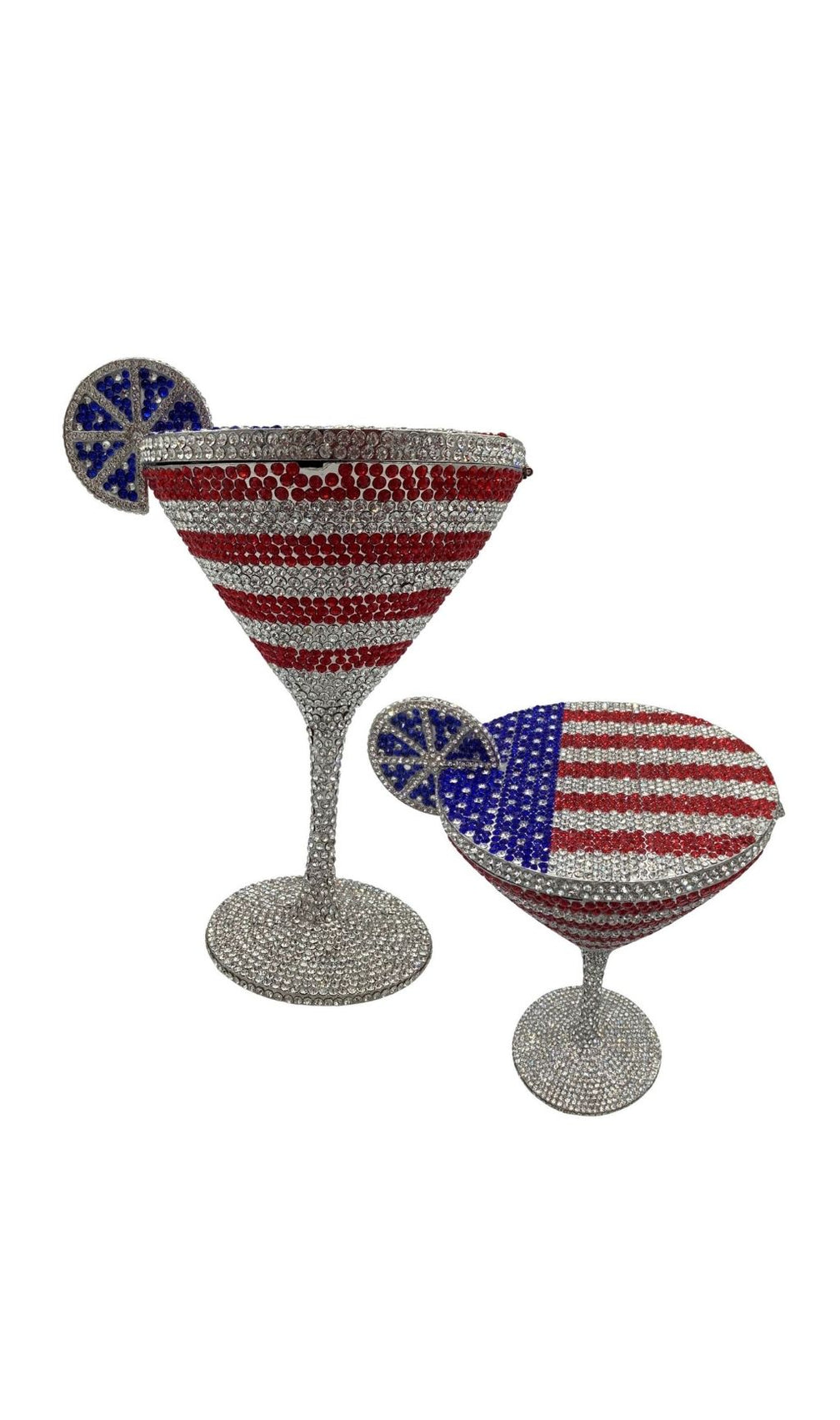 Garin Dazzling American Flag Rhinestone Martini Clutch Bag
