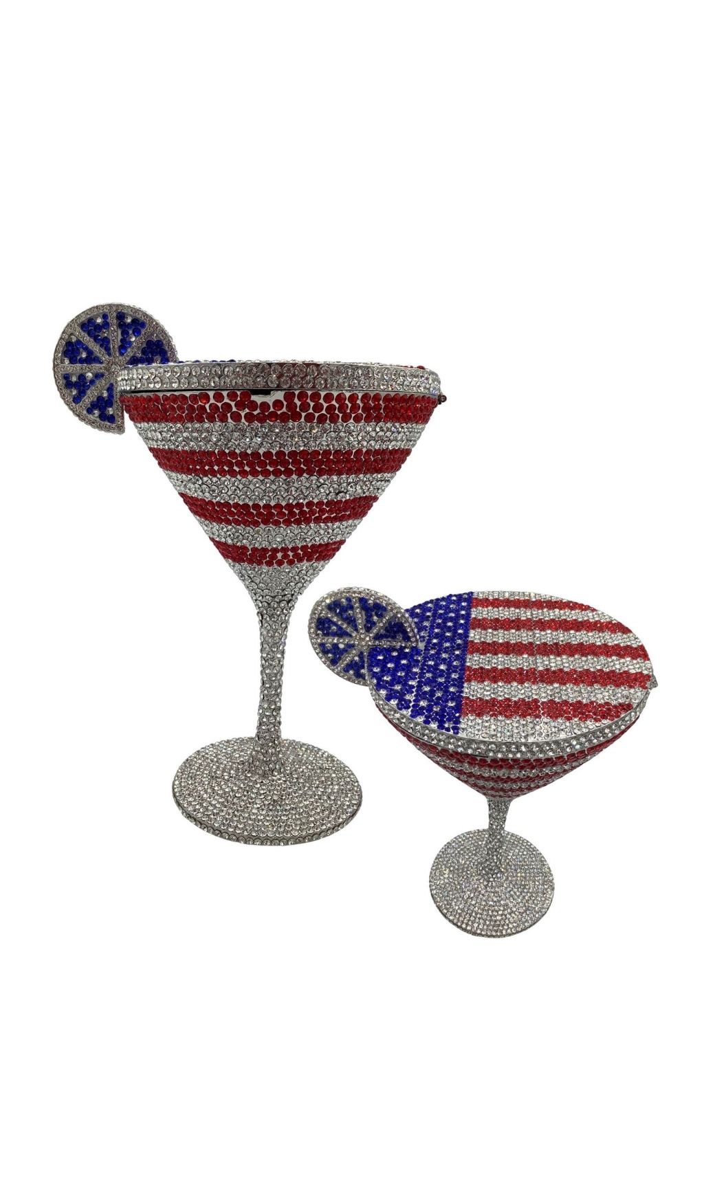 Garin Dazzling American Flag Rhinestone Martini Clutch Bag