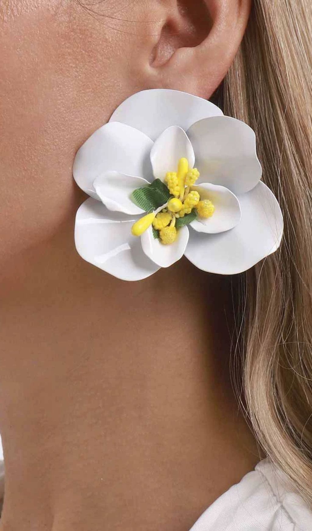 Jovia White Flower Statement Earrings | Elegant Floral Chic for Women