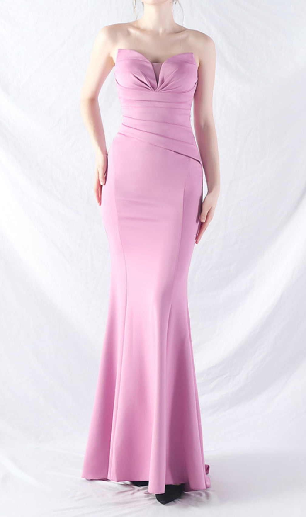 Chrina Purple Strapless Ruched Maxi Dress