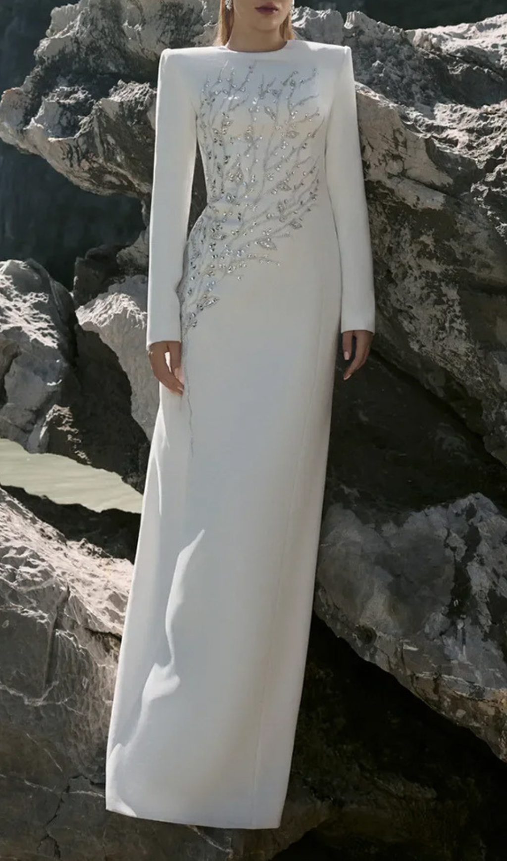 Gaiana Crystal Long Sleeve Maxi Dress