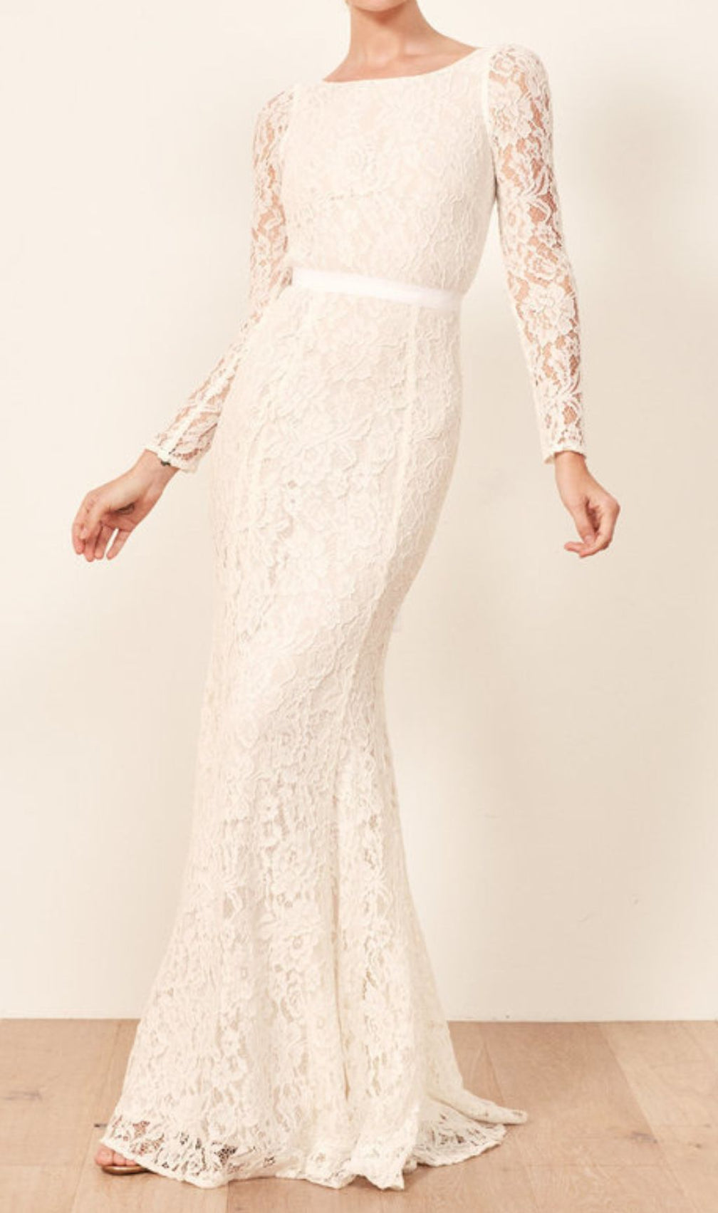 Haynes Elegant White Lace Long Sleeve Maxi Dress - Bridal & Formal Gown