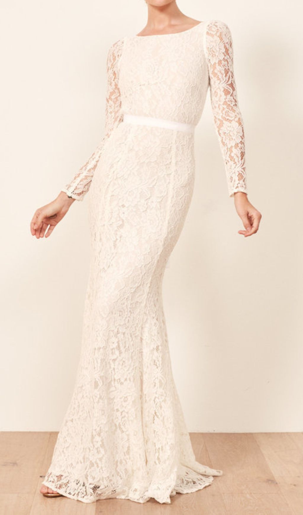 Haynes Elegant White Lace Long Sleeve Maxi Dress - Bridal & Formal Gown
