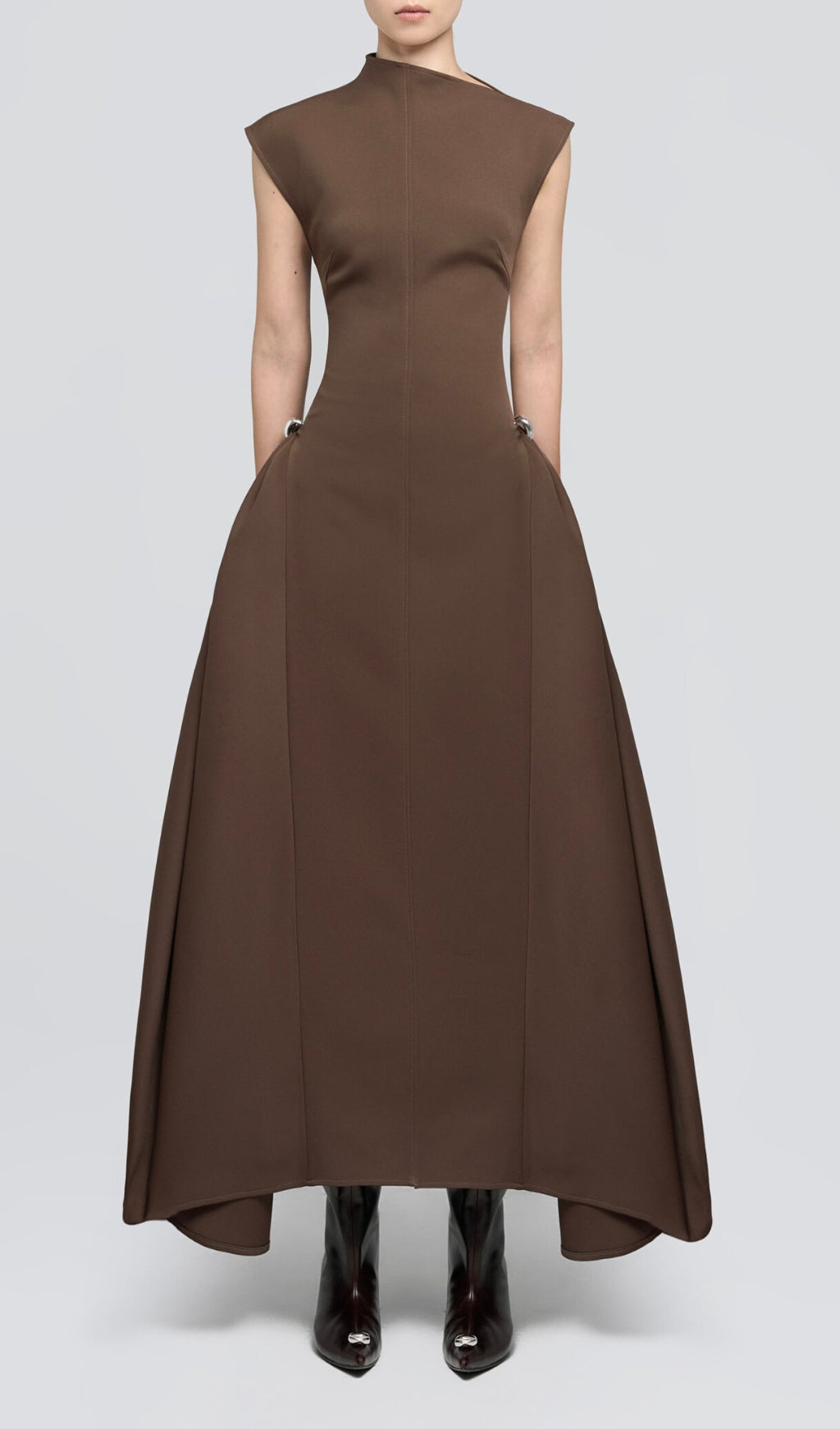 A Line Maxi Dress Brown