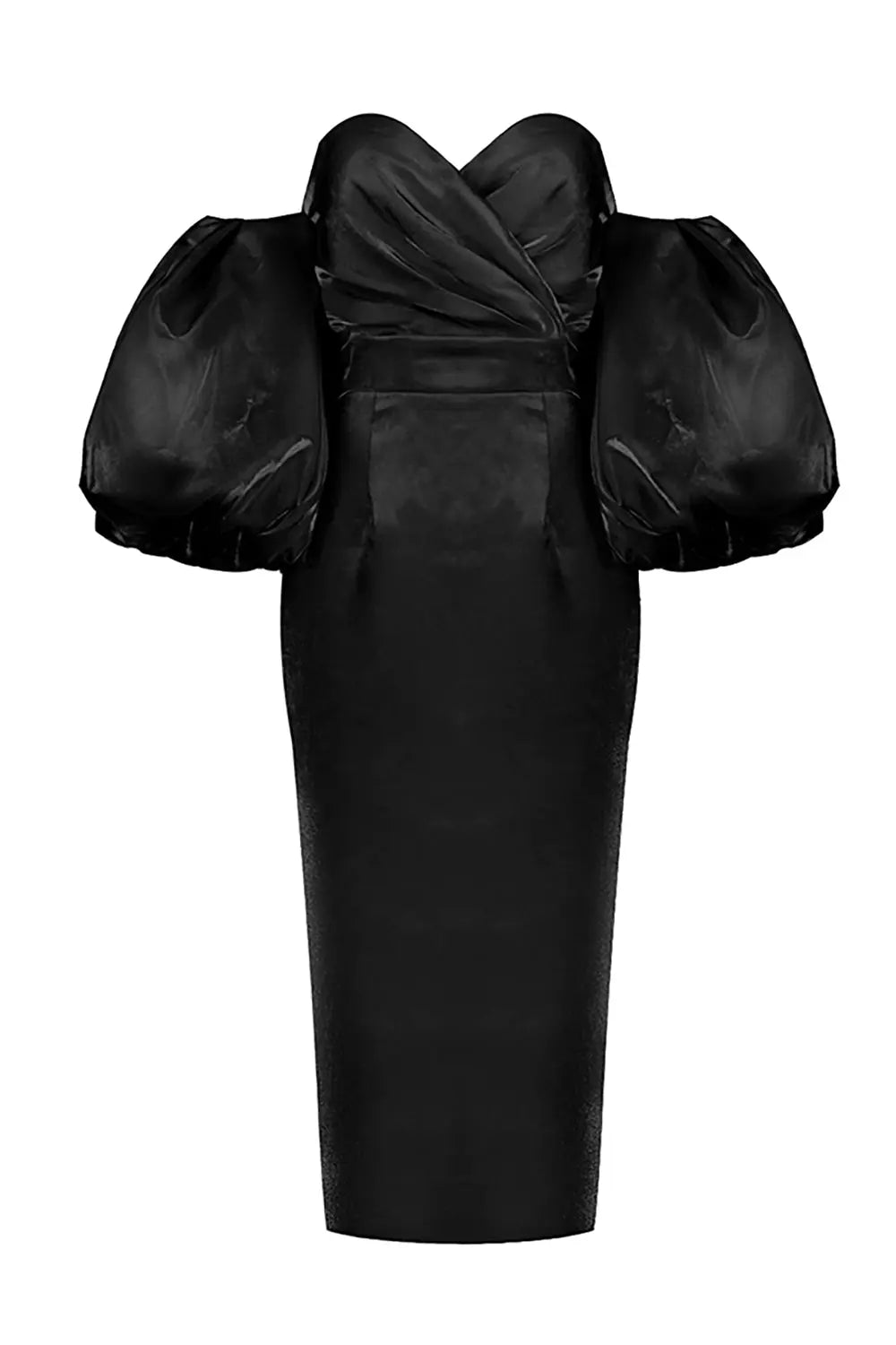 Chic Off-Shoulder Puff Sleeve Midi Dress - Elegant Blush Bodycon for Events