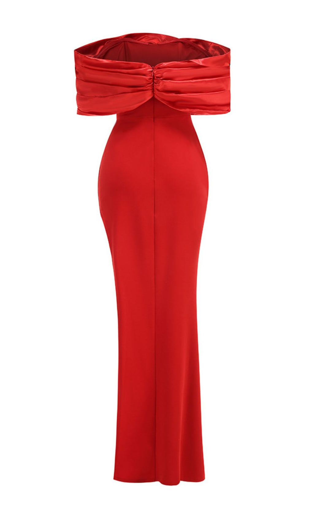 Jonilde Glamorous Red Off-Shoulder Maxi Dress with High Slit