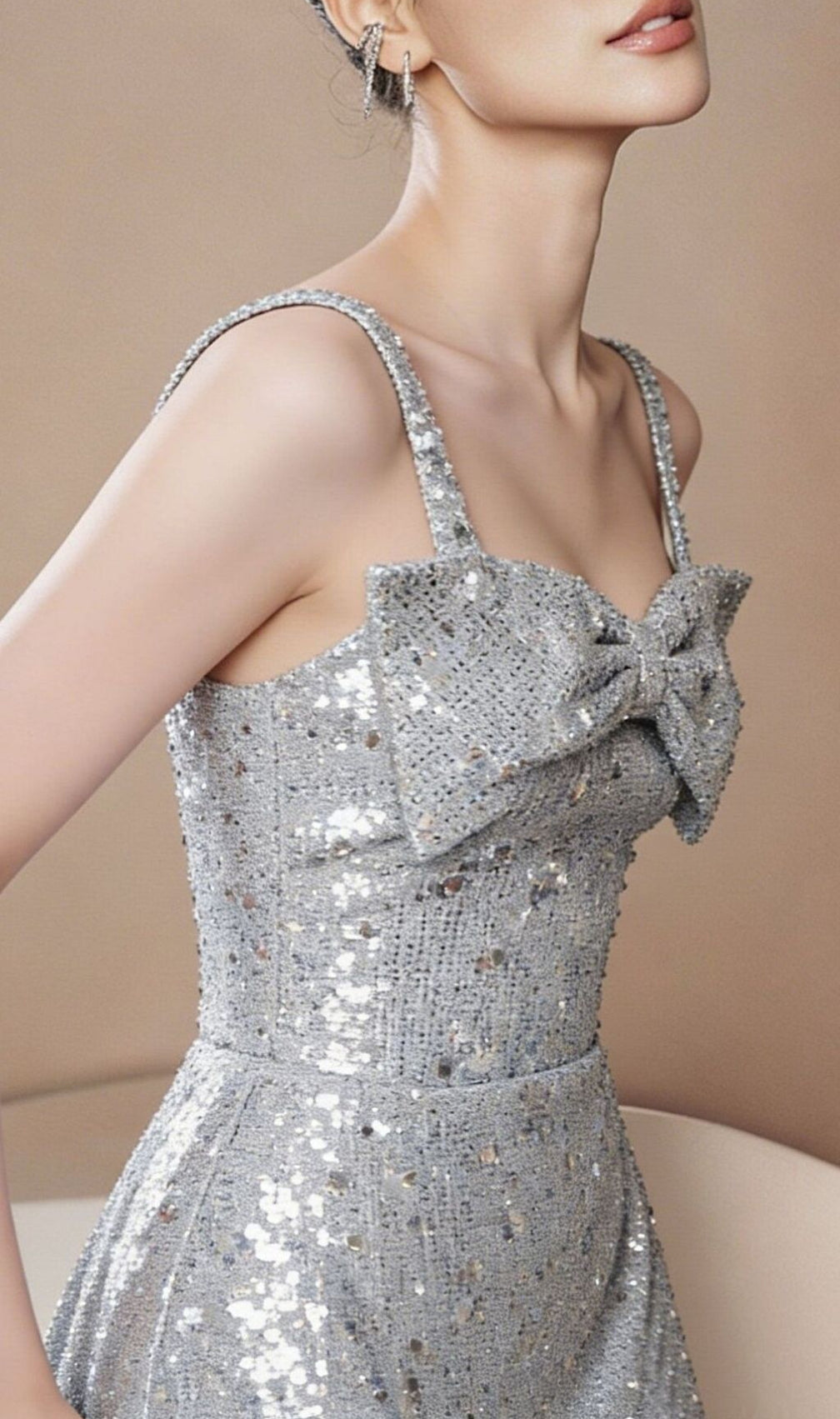 Katty Strappy Bow Sequin Mini Dress