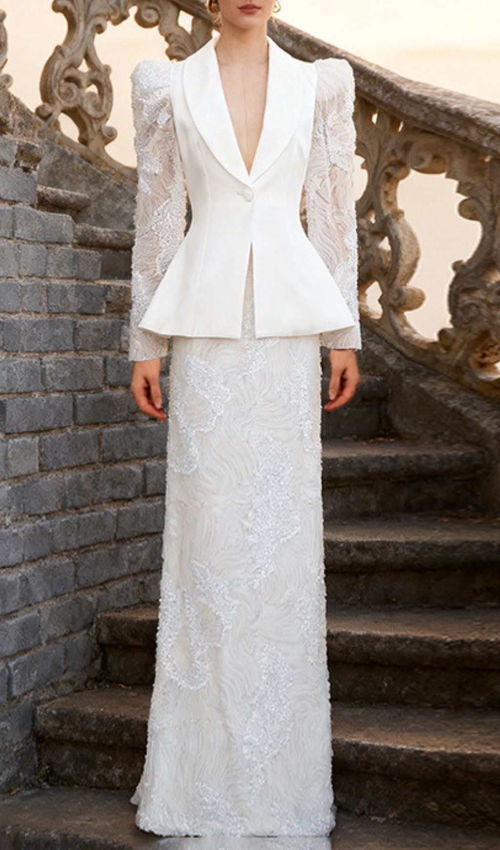 Hawise Glamorous Sequin & Lace Peplum Two-Piece Set