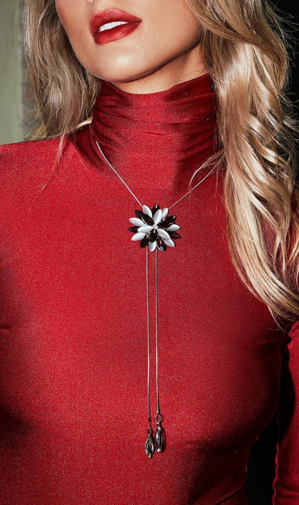 Antonino Flower Crystal Embellished Bolo Tie