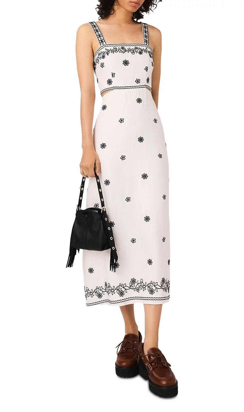 Effortless Chic Floral Embroidered Cutout Midi Dress