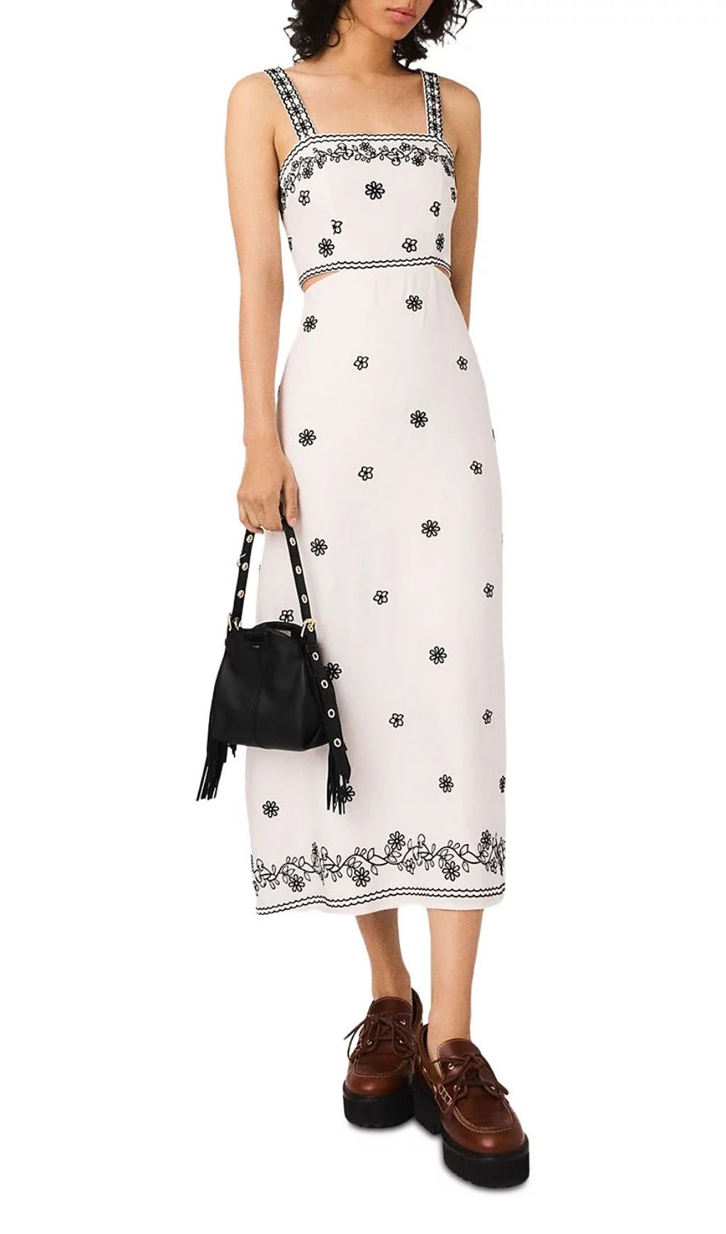 Effortless Chic Floral Embroidered Cutout Midi Dress