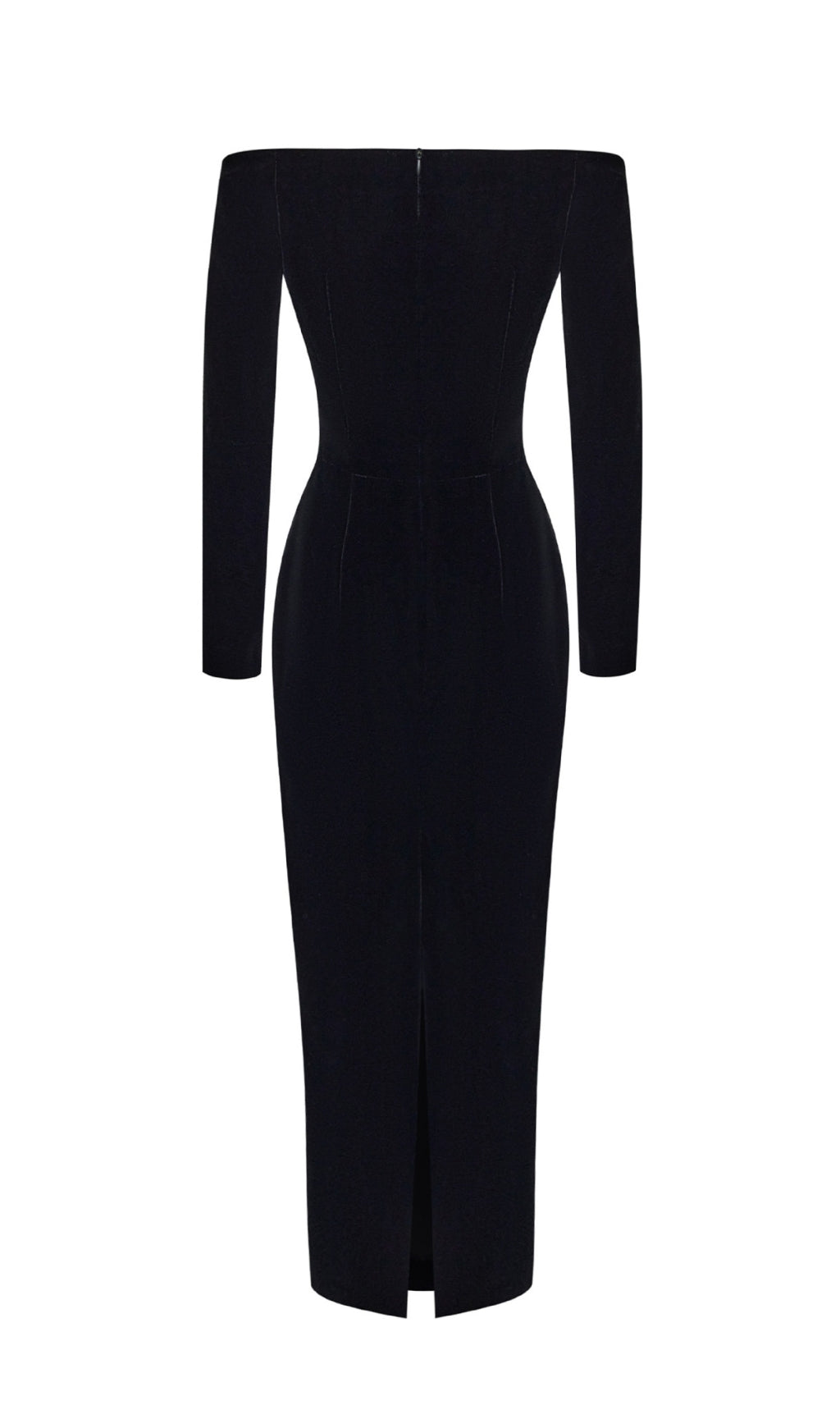 Brocade Black Long Sleeve Flower Velvet Maxi Dress