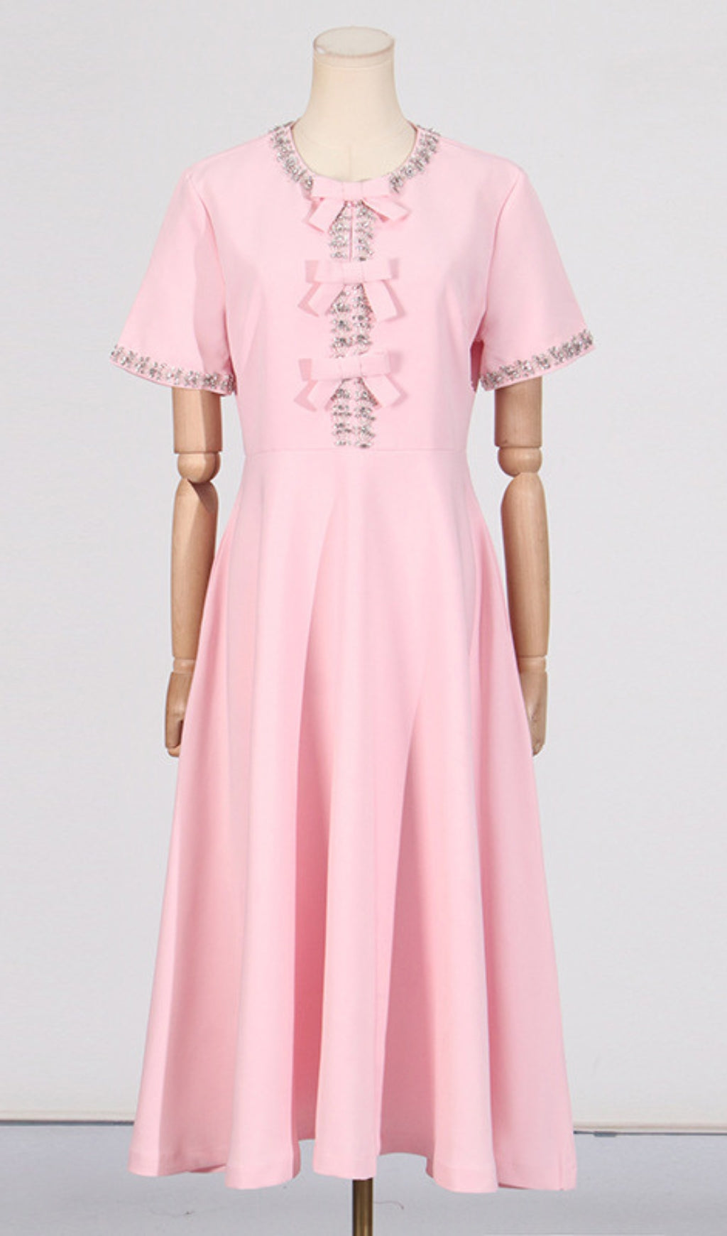 Cenedra Pink Bow Diamond Midi Dress