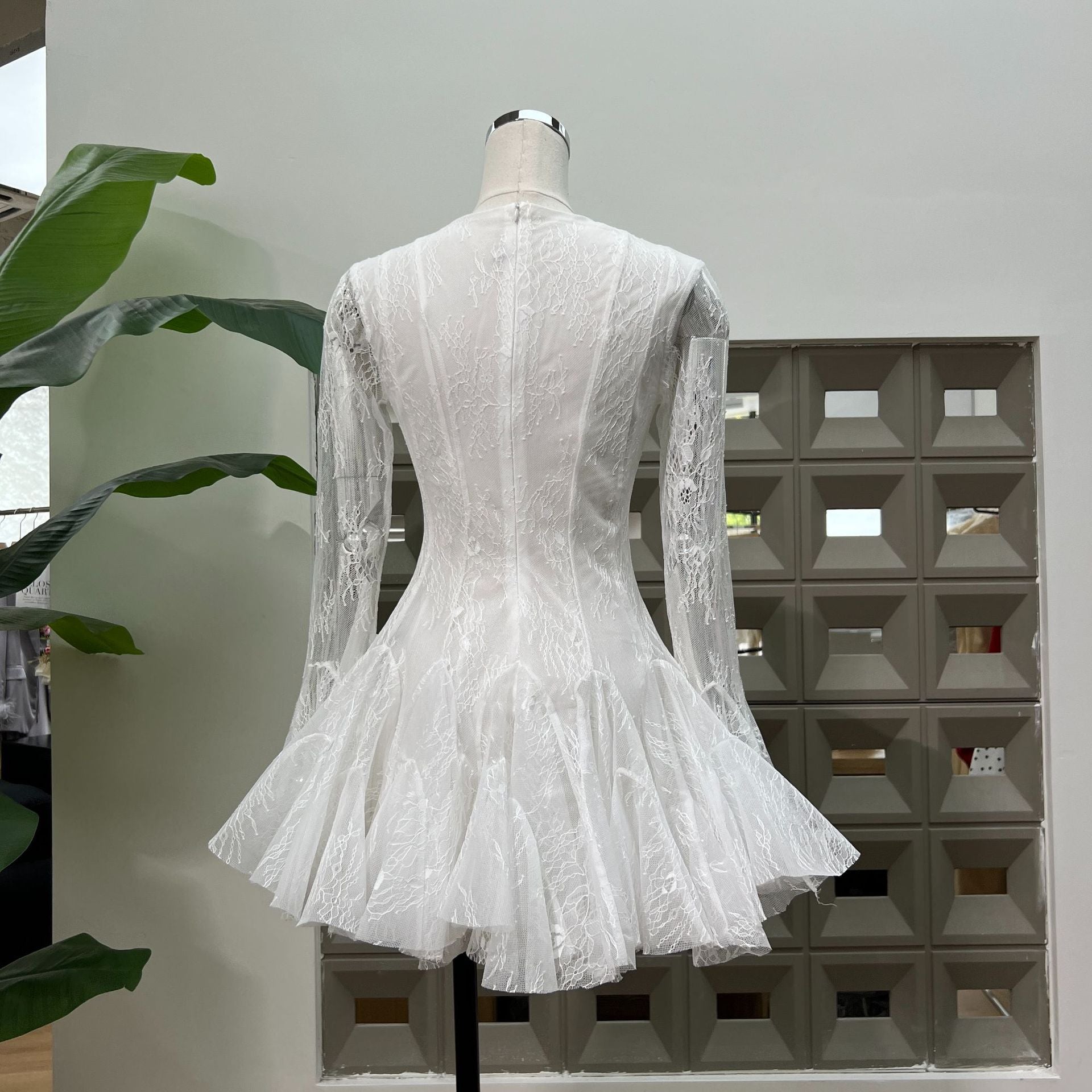 Ina Black Lace Mini Dress - Elegant Long Sleeve Cocktail Dress