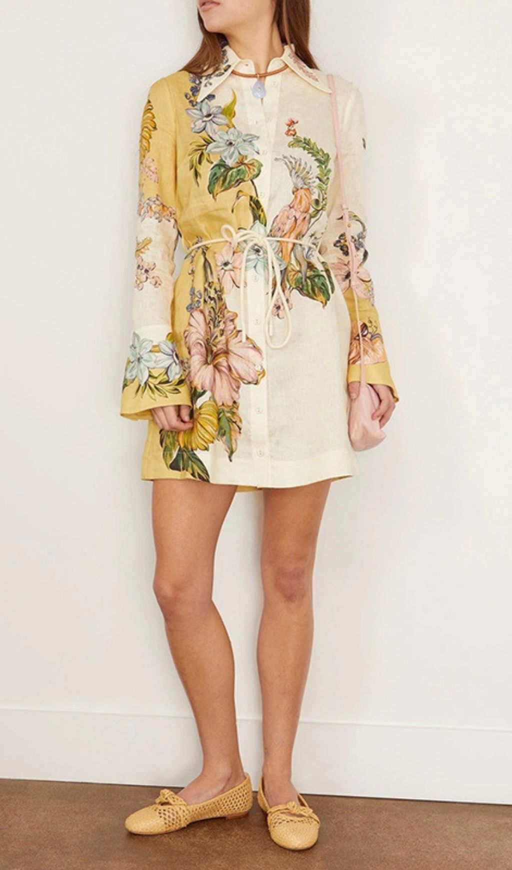 Etenia Long Sleeve Flower Printed Mini Dress