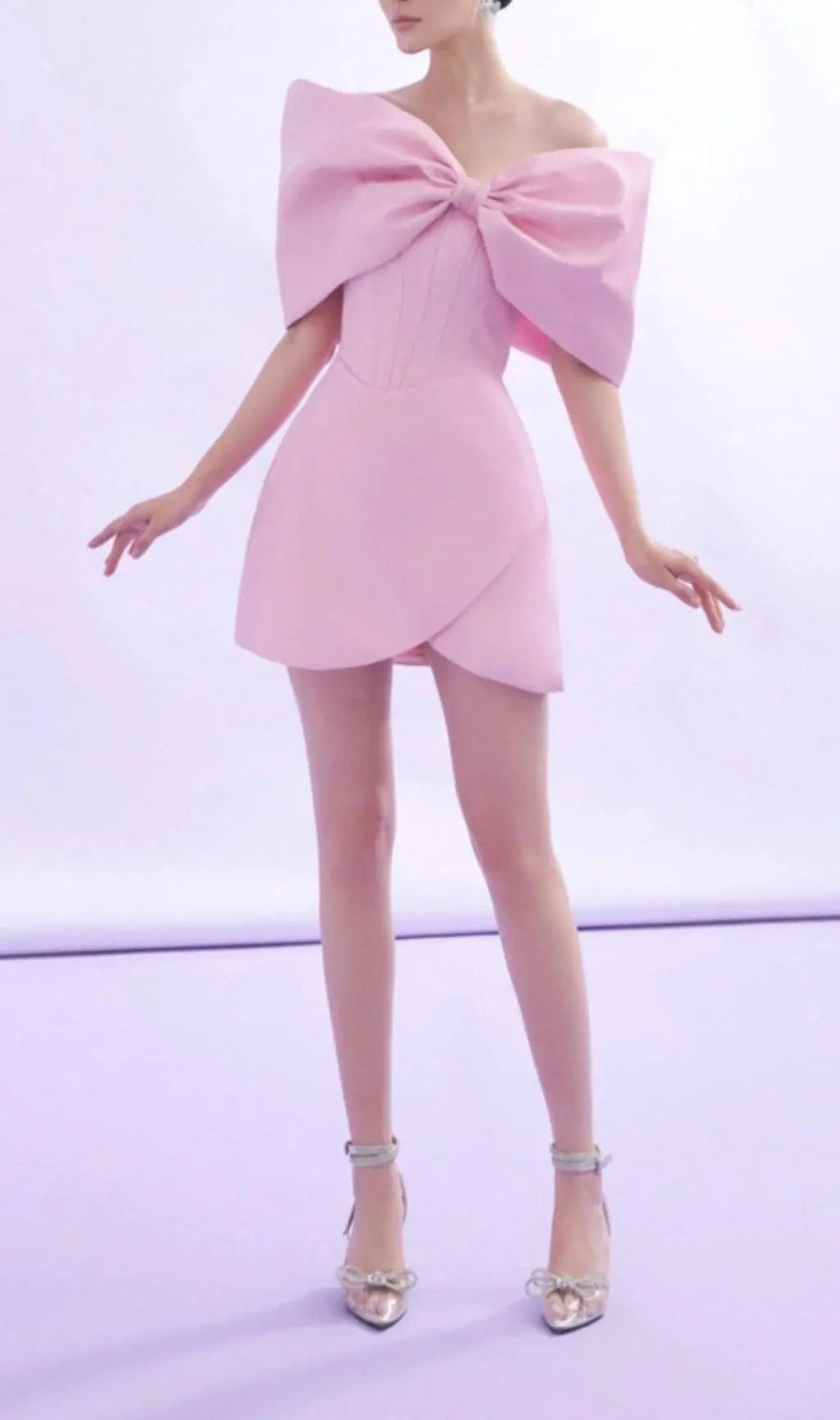 Adah Pink Bowknot Mini Corset Dress
