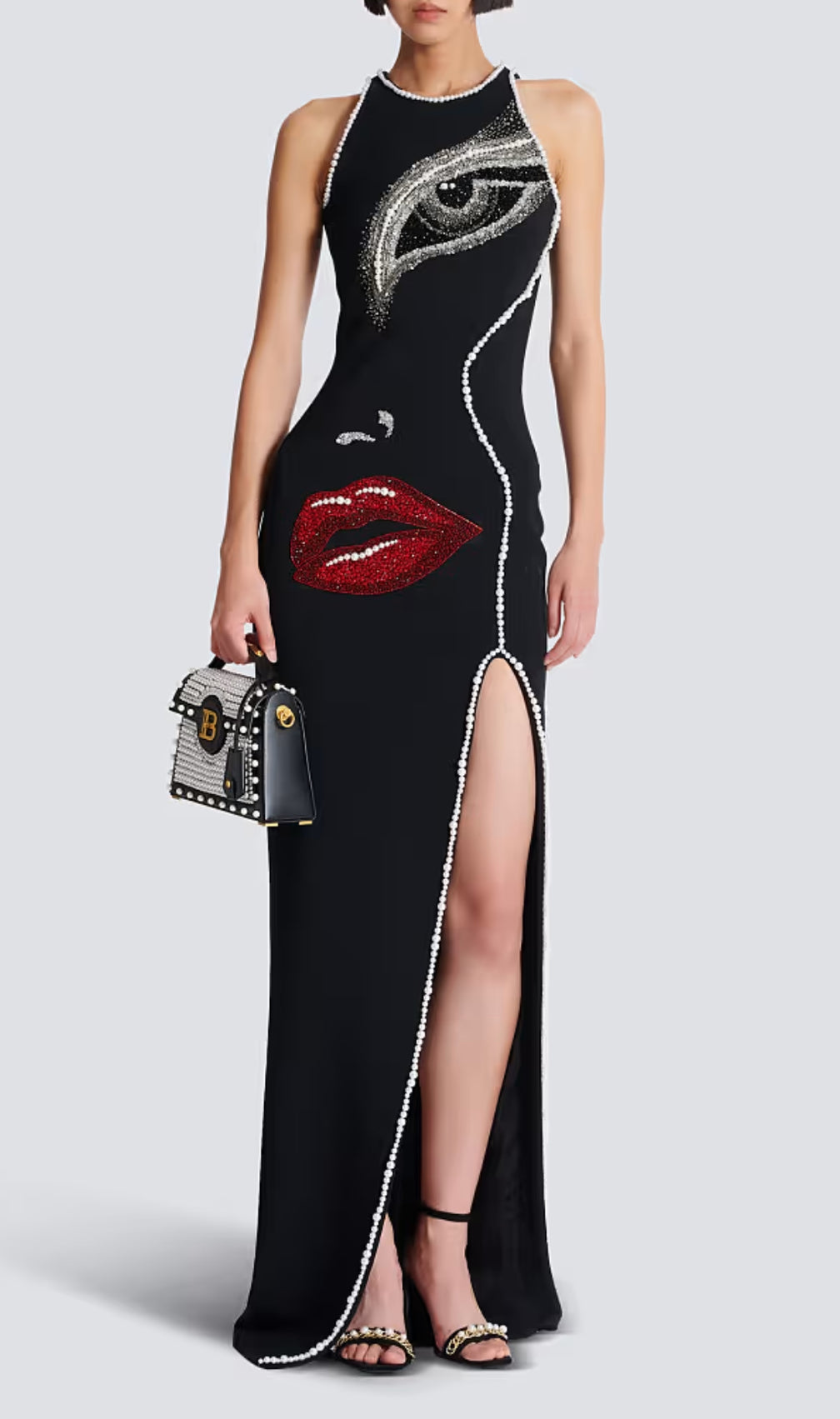 Greta Black Diamante Beaded Maxi Dress