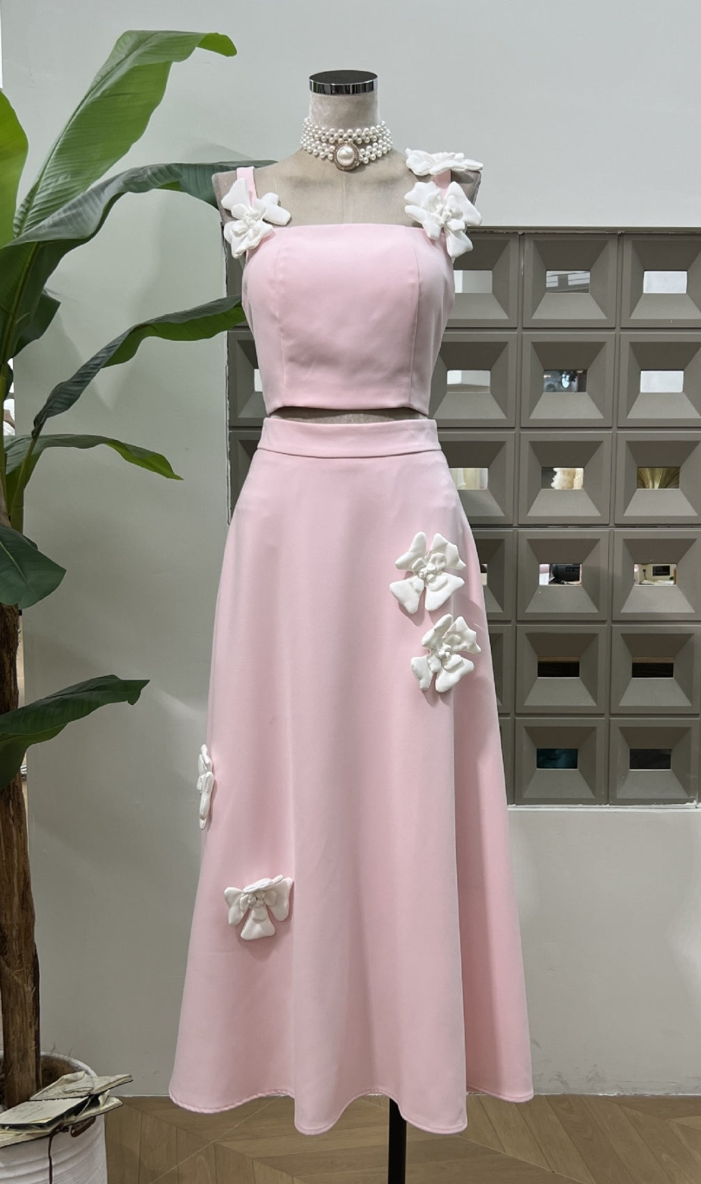 Evie Flower Embellished Skirt Set