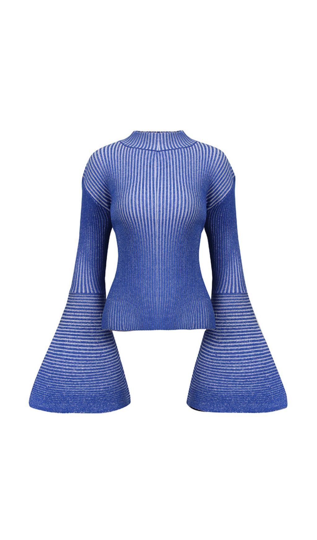 Janli Ribbed Striped Bell Sleeve Sweater - Chic Knit Top